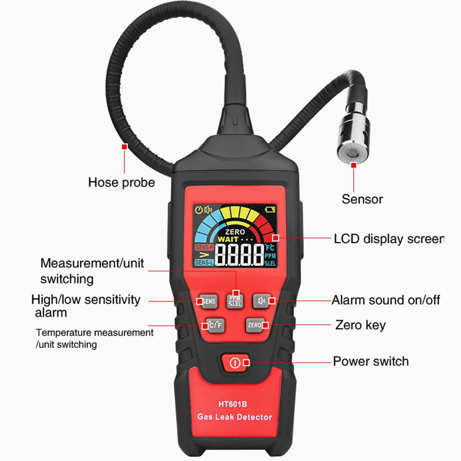 Socobeta Rilevatore di Perdite di Gas Tester di Metano Rilevatore di Gas Naturale Tester di Perdite di Combustibili con Allarme Sonoro e Luminoso per la Cucina di Casa
