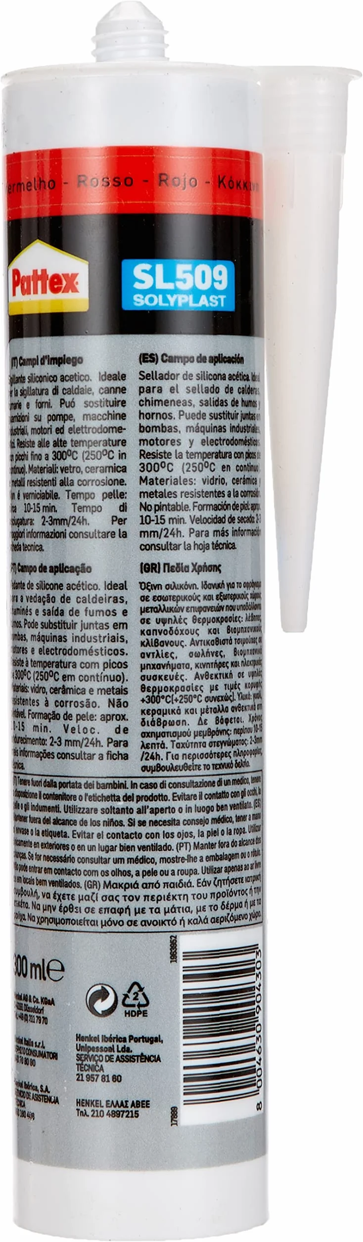 SILICONE PATTEX SL-509 ROSSO H.TEMPERATURE
