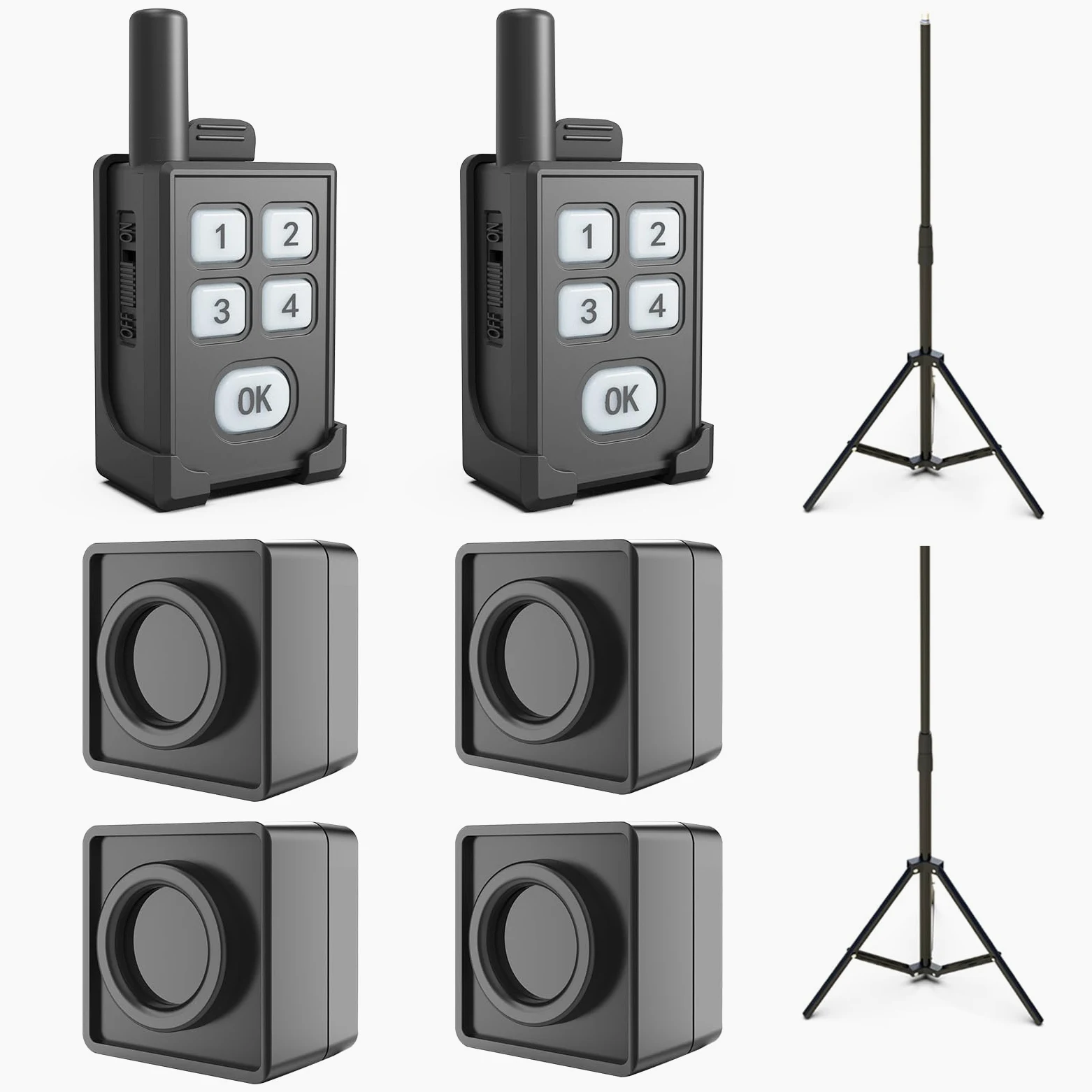 Sistema di allarme perimetrale esterno portatile - 2 ricevitori+4 sensori | Sensore di movimento wireless impermeabile da 1/4 miglio e rilevatore di sicurezza personale per camper Aler