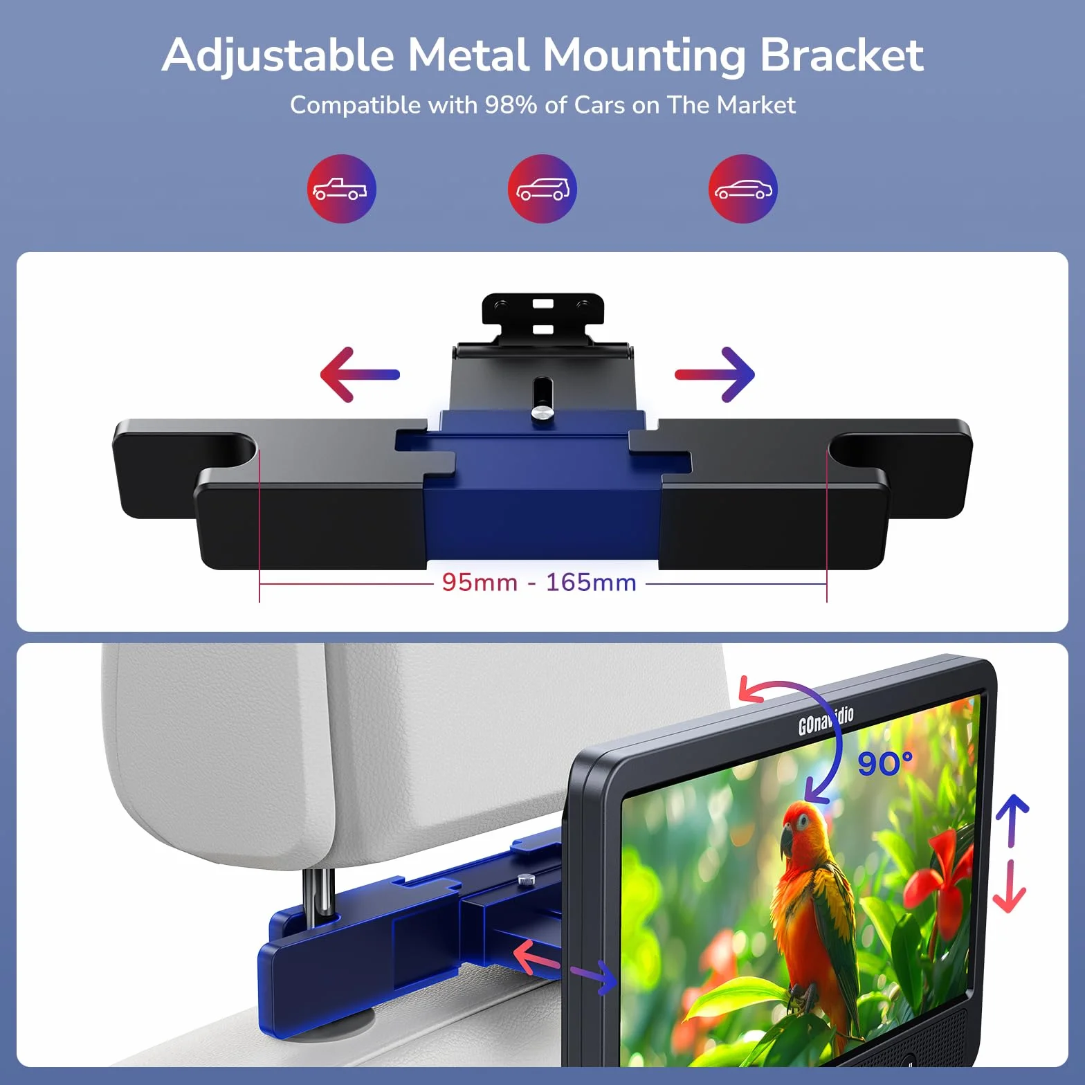 GOnavidio Lettori DVD per Auto Doppi da 10,1'' con Ingresso HDMI, Caricatore da Muro, 2 Cuffie, Supporto Regione Libera, Ultima Memoria, Ingresso AV e Uscita AV, Scheda USB/TF (Nero)