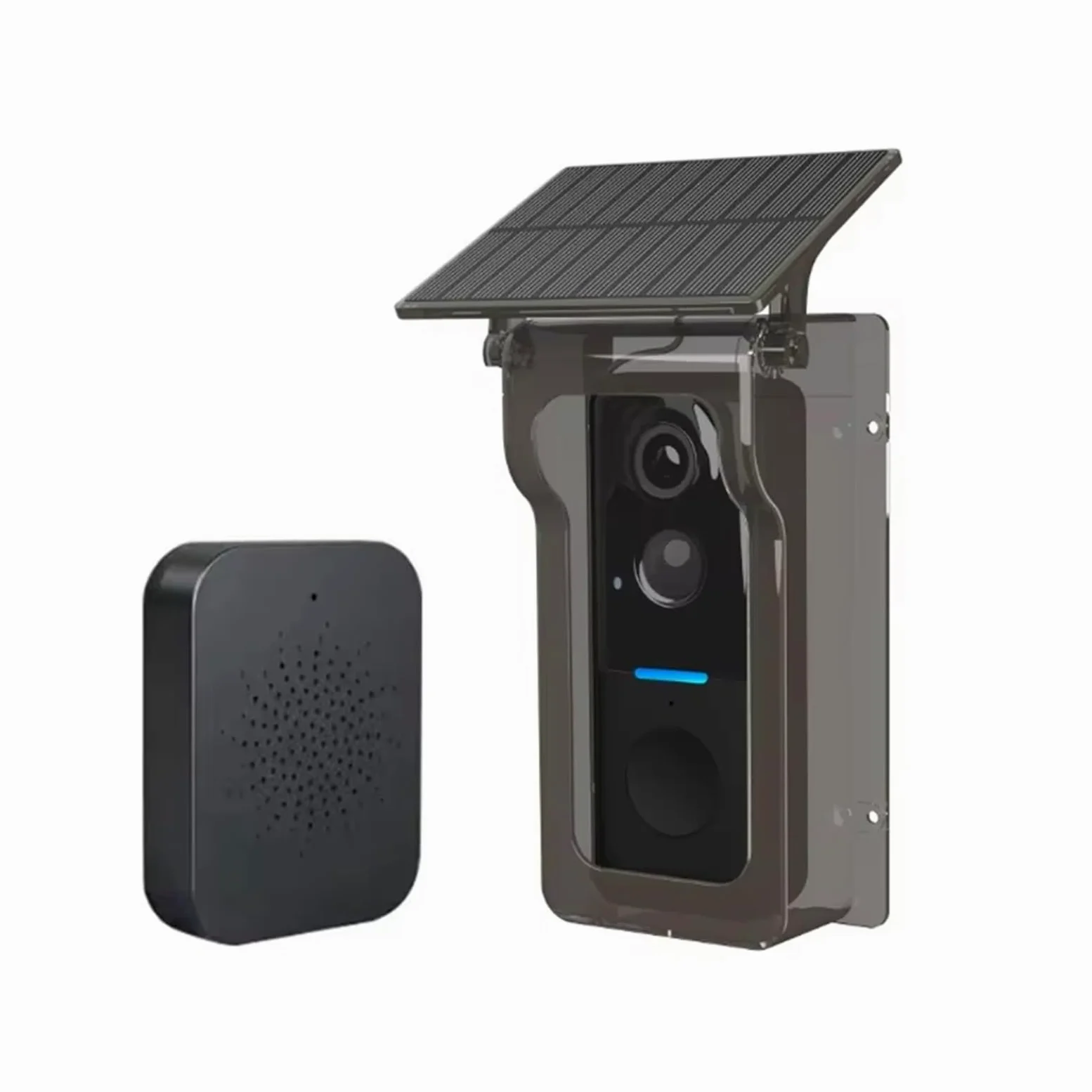Tuya - Campanello WiFi con copertura solare antipioggia senza fili (set nero)