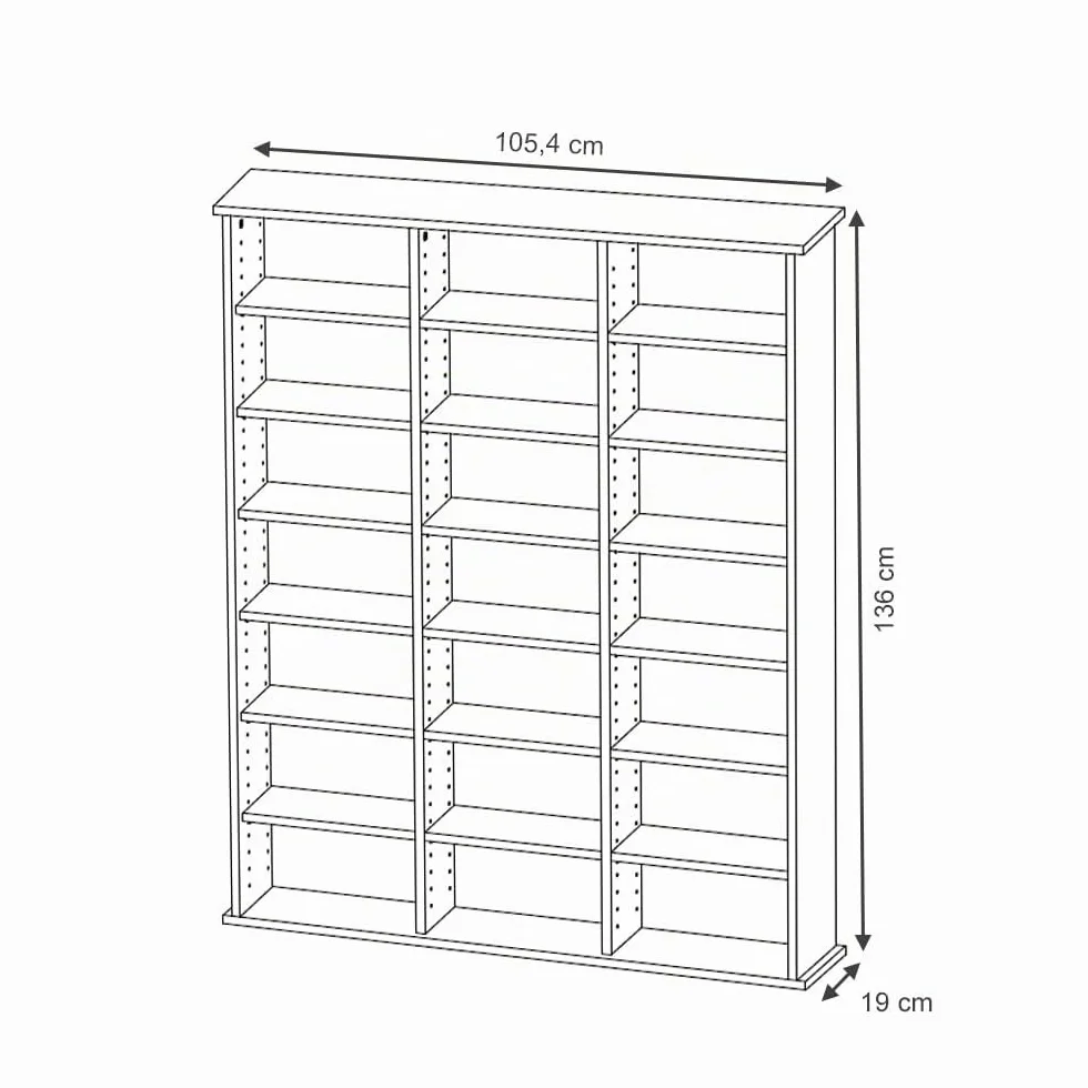 Vicco Scaffale porta cd Jukebox, Bianco, 105.4 x 136 cm