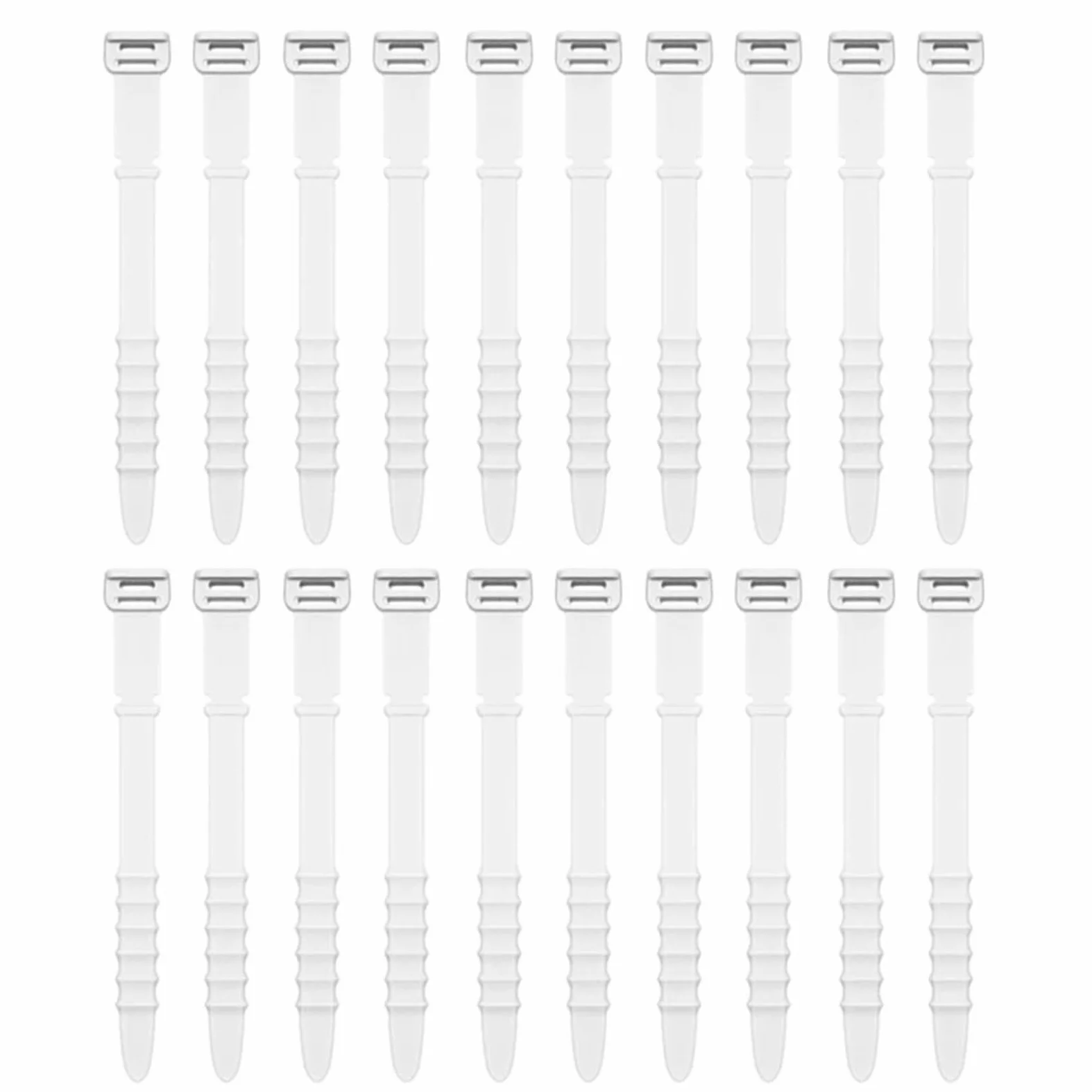Fascette Fissatore for Corda in Silicone Elastico con Corda Regolabile Riutilizzabile da 20 Pezzi Fascette per Cavi(White)
