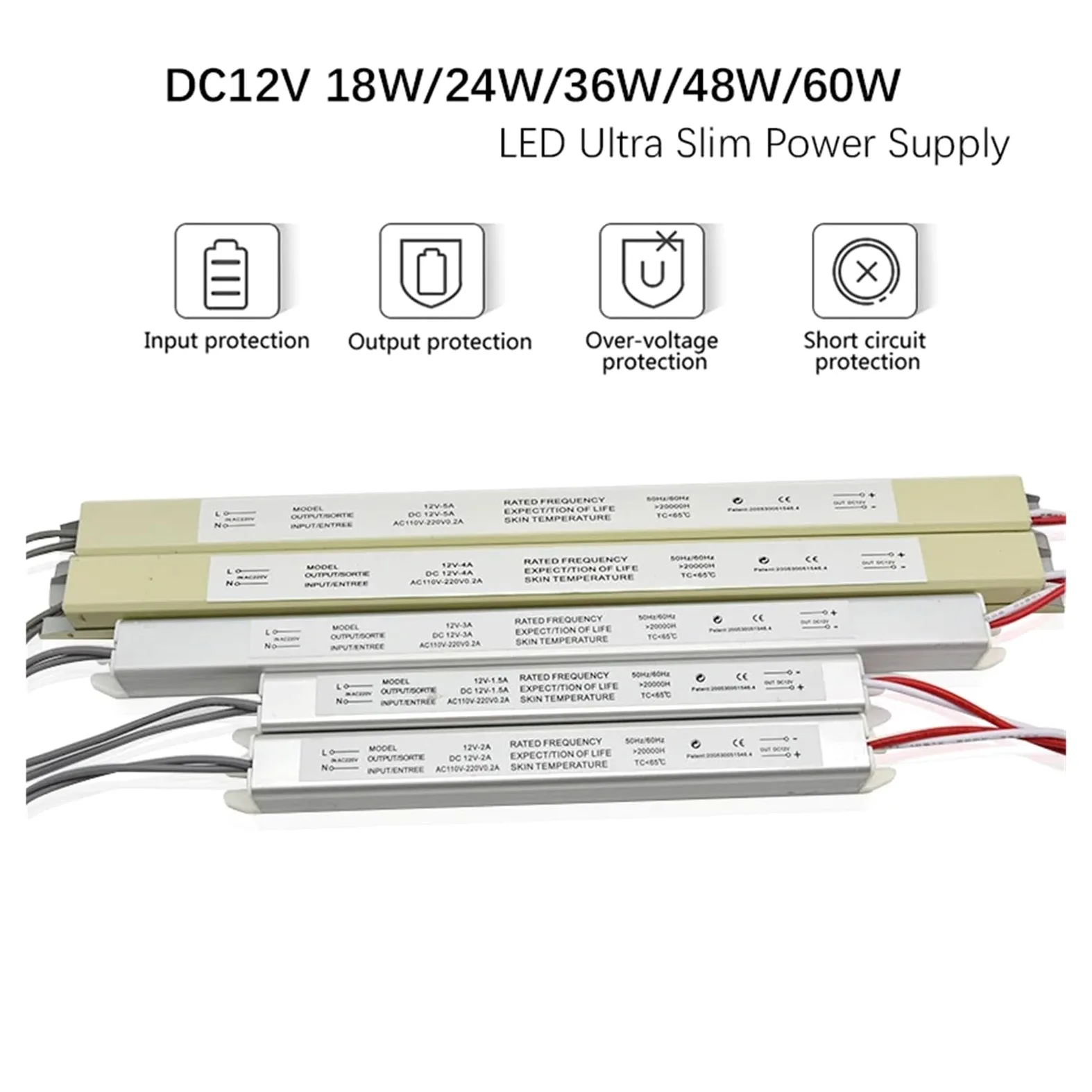 1 Pz Alimentatore LED Ultra Sottile DC12V 18W 25W 36W 48W 60W Trasformatore di Illuminazione AC110-220V HA CONDOTTO LA Luce di Striscia Pubblicità Bordo Driver(12V 18W)