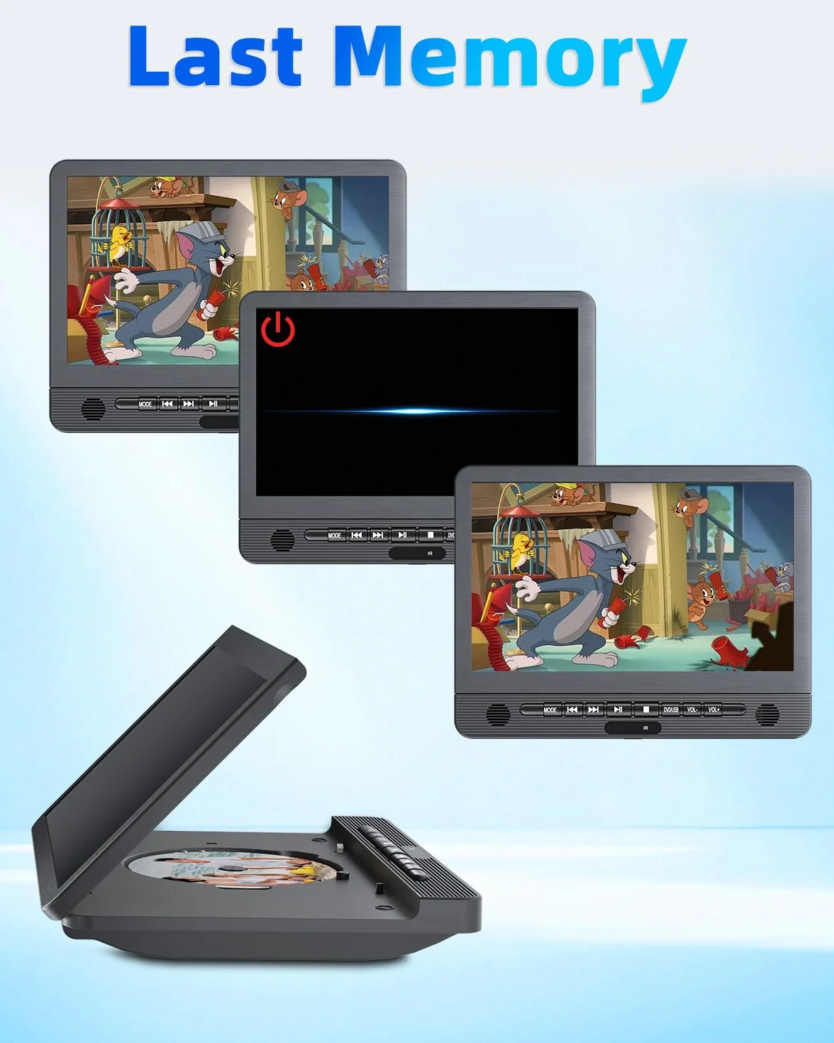 Arafuna 12" lettore DVD Auto con 2 schermi, poggiatesta per auto con batteria di 5 ore, supporto scheda USB/TF, sincronizzazione dello schermo e ultima memoria