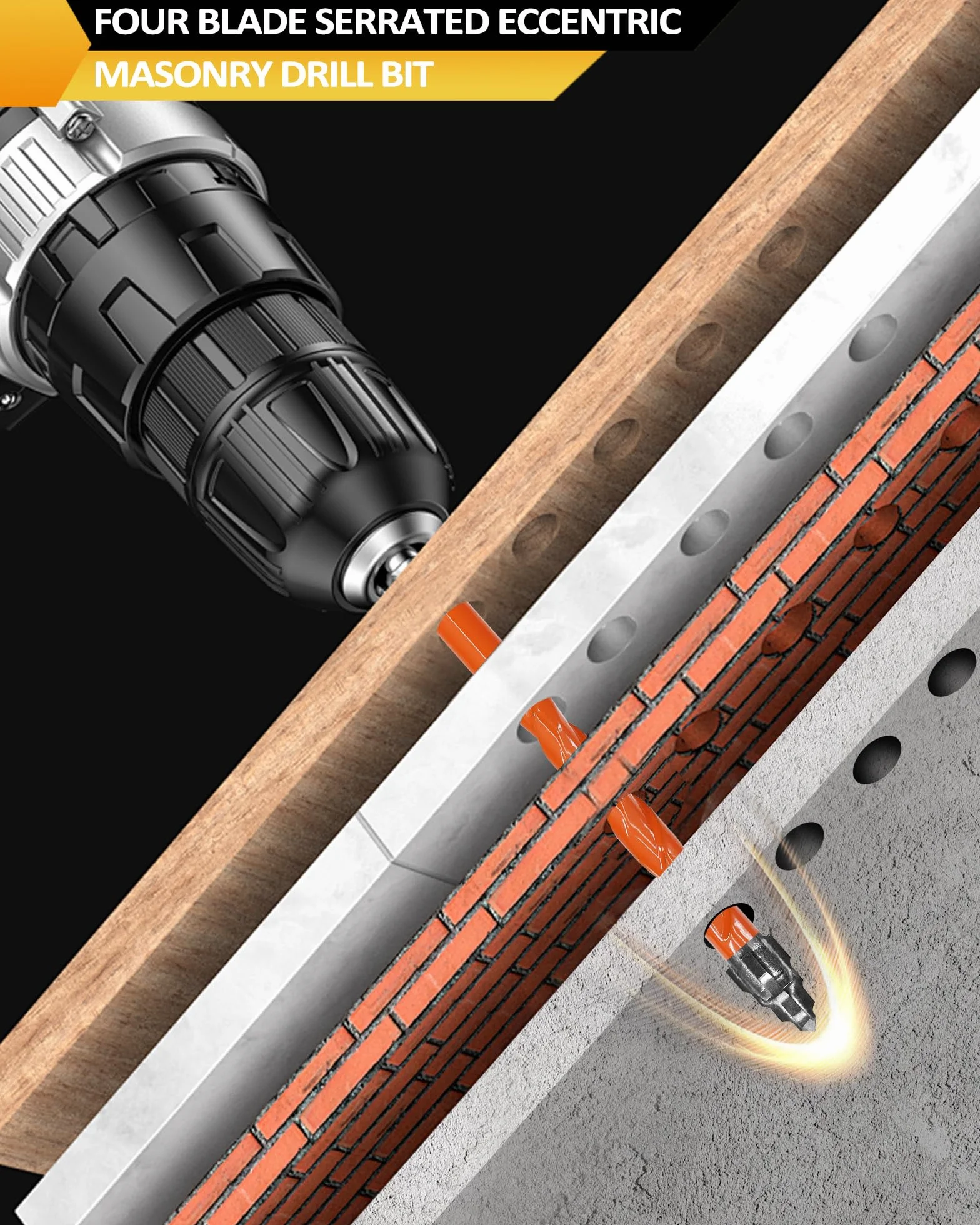 BGTEC Punte Eccentriche a Quattro Taglienti 10 pezzi Ø 5-12 mm per Piastrelle