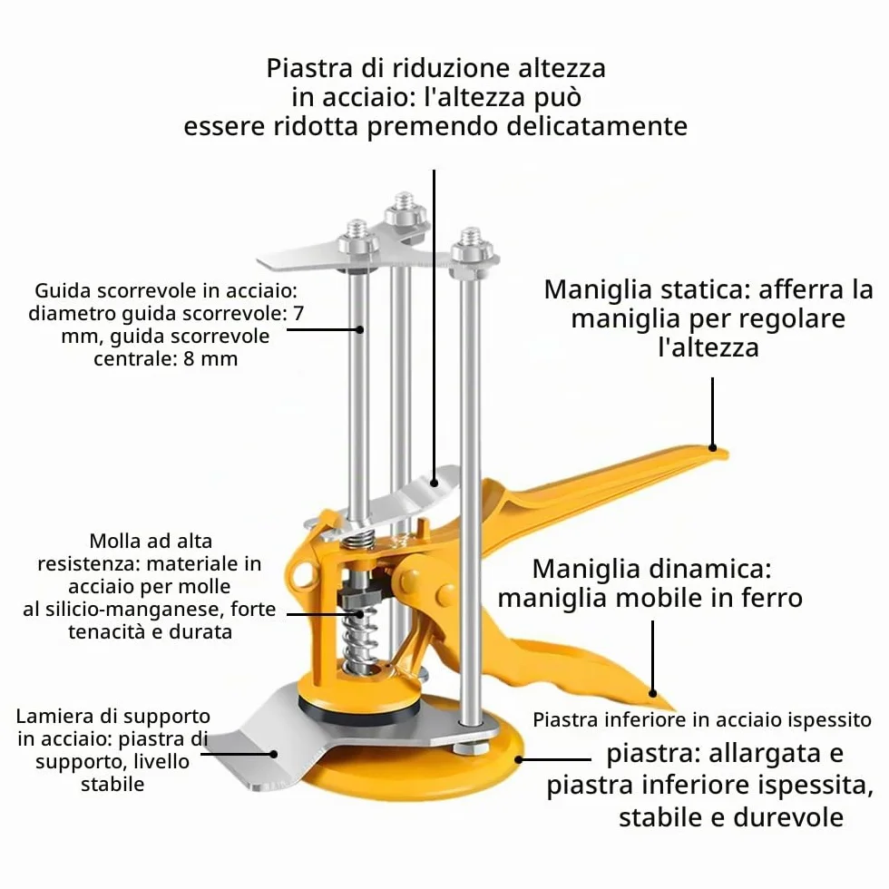 Sollevatore di piastrelle 2 pezzi, attrezzo da lavoro a mano robusto e durevole per sollevare e fissare piastrelle, pavimenti, porte e finestre (giallo)