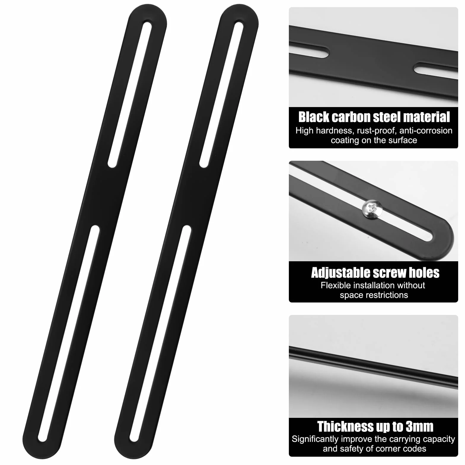 Set di Fissaggio per Cassetta Postale 280 x 24mm con Viti, Staffa Piatta Forata per Cancelli e Recinzioni