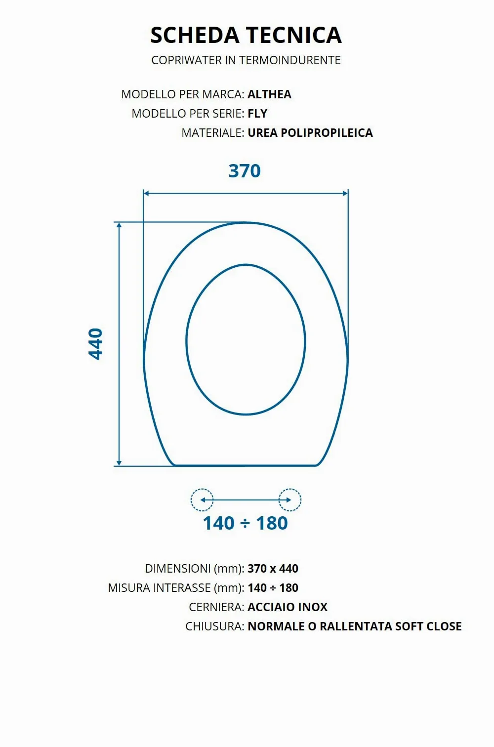 Copriwater per ALTHEA FLY AVVOLGENTE TERMOINDURENTE BIANCO cerniera inox