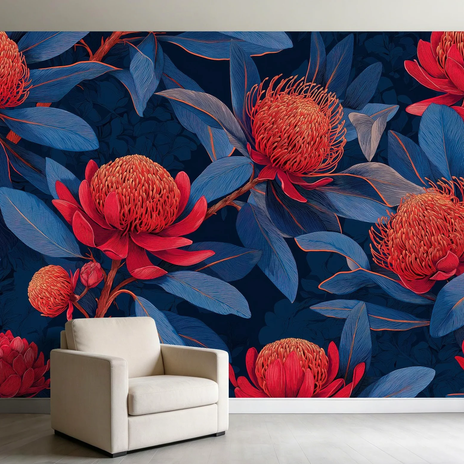 Carta da parati murale 3D panoramica 500 x 280 cm, dipinto a mano con fiori selvatici nella natura, sfondo da parete, decorazione per interni, decorazione per camera da letto e soggiorno