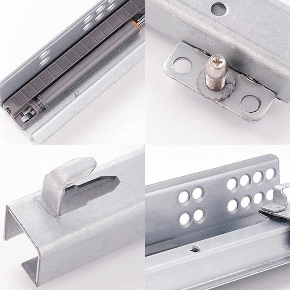 Guide di Scorrimento per cassetti Guide per cassetti Guide per cassetti, Binario Inferiore per cassetti, Nascosto, Guida a Tre sezioni, Tampone di smorzamento, Scorrimento Fluido, Nessun Rum