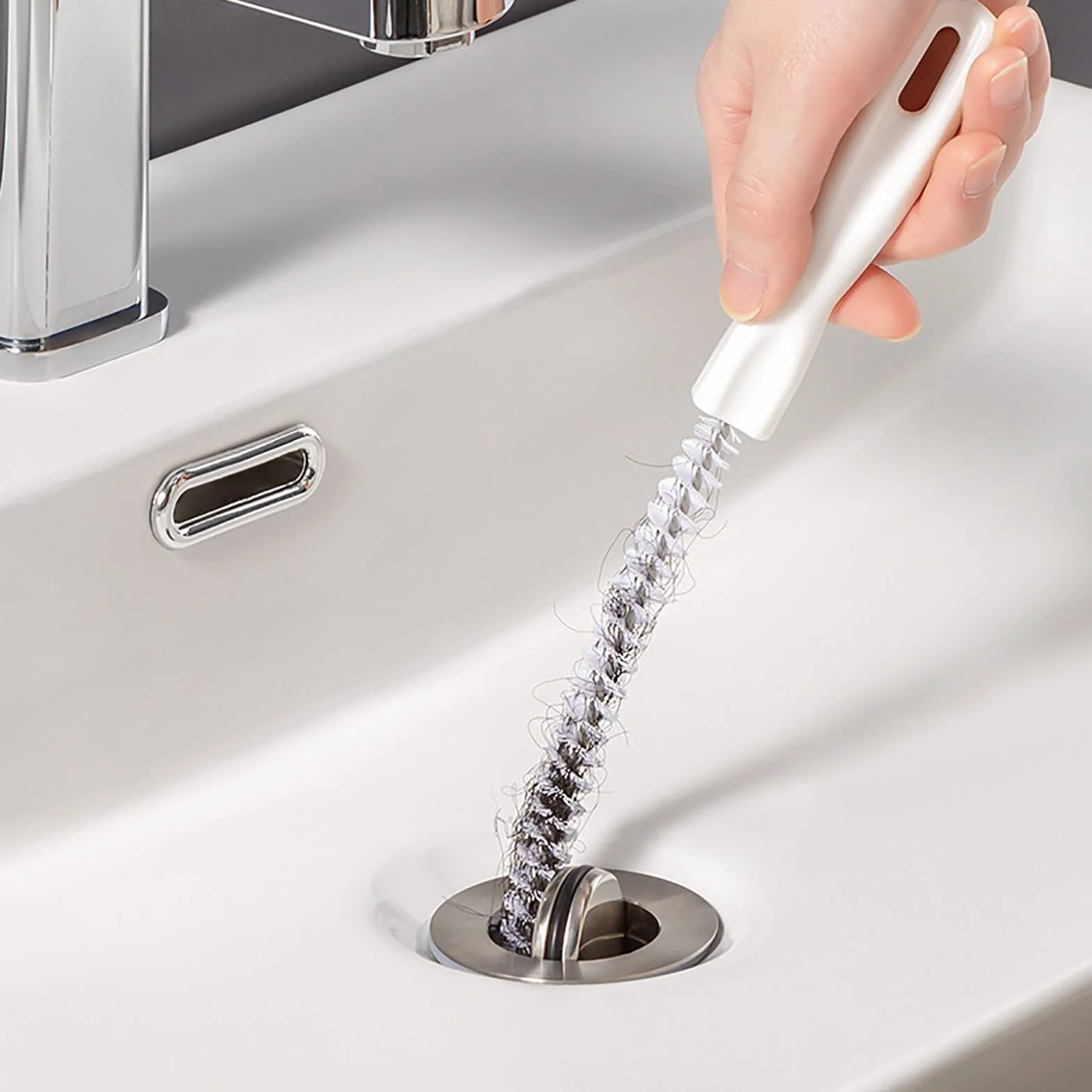 KEYRI Spazzola di pulizia per lavello 45cm Stura lavandini e Scarichi 2 Pezzi