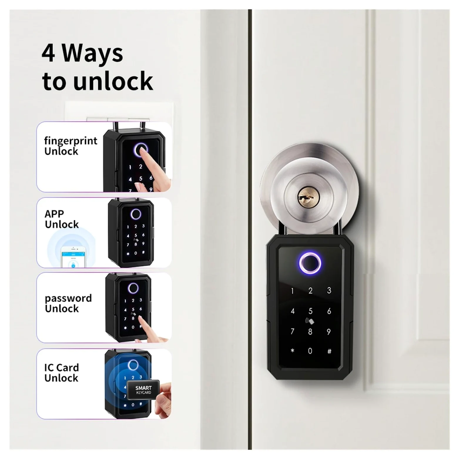 Cassaforte, cassaforte per la casa, Tuya Key Safe Ttlock Impronta Digitale Cilindro Digitale App Accesso Remoto Cassetta Di Sicurezza Montata A Parete per denaro, gioielli, documenti