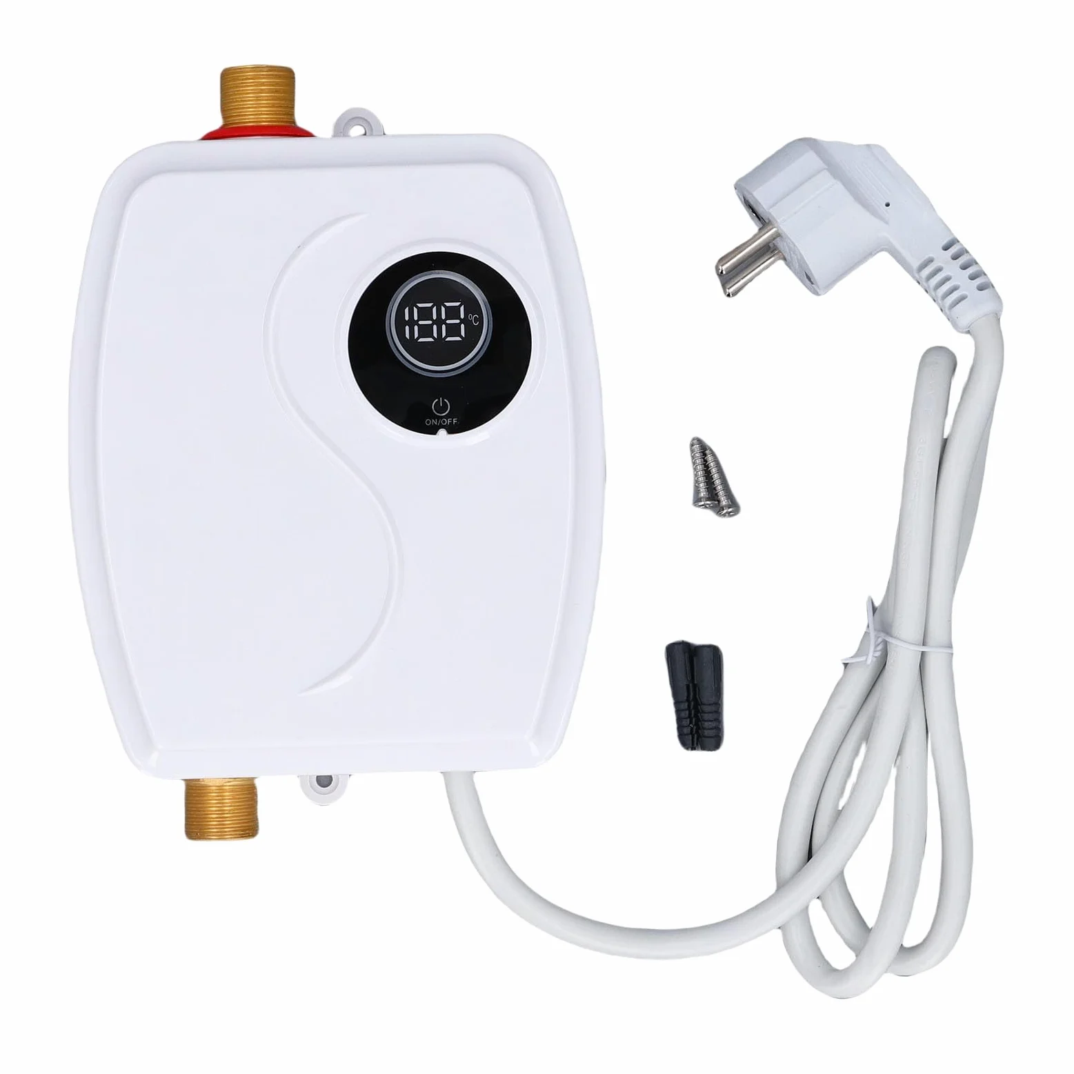 Mini scaldabagno elettrico, touchscreen IPX4, bianco | Design compatto con montaggio a parete per appartamento, cucina, bagno e