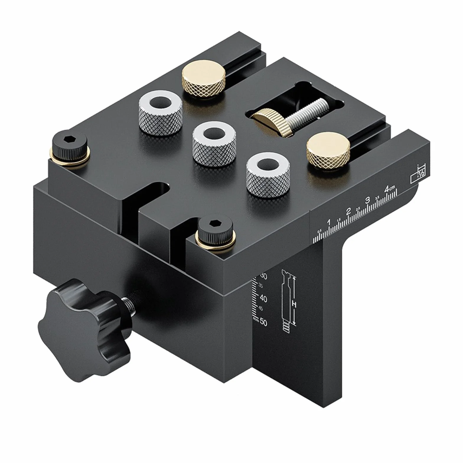 Kit Guida per Trapano 3 in 1 Dima per Spinatura Legno 6/8/10/15 mm 5 Fori Perforazione