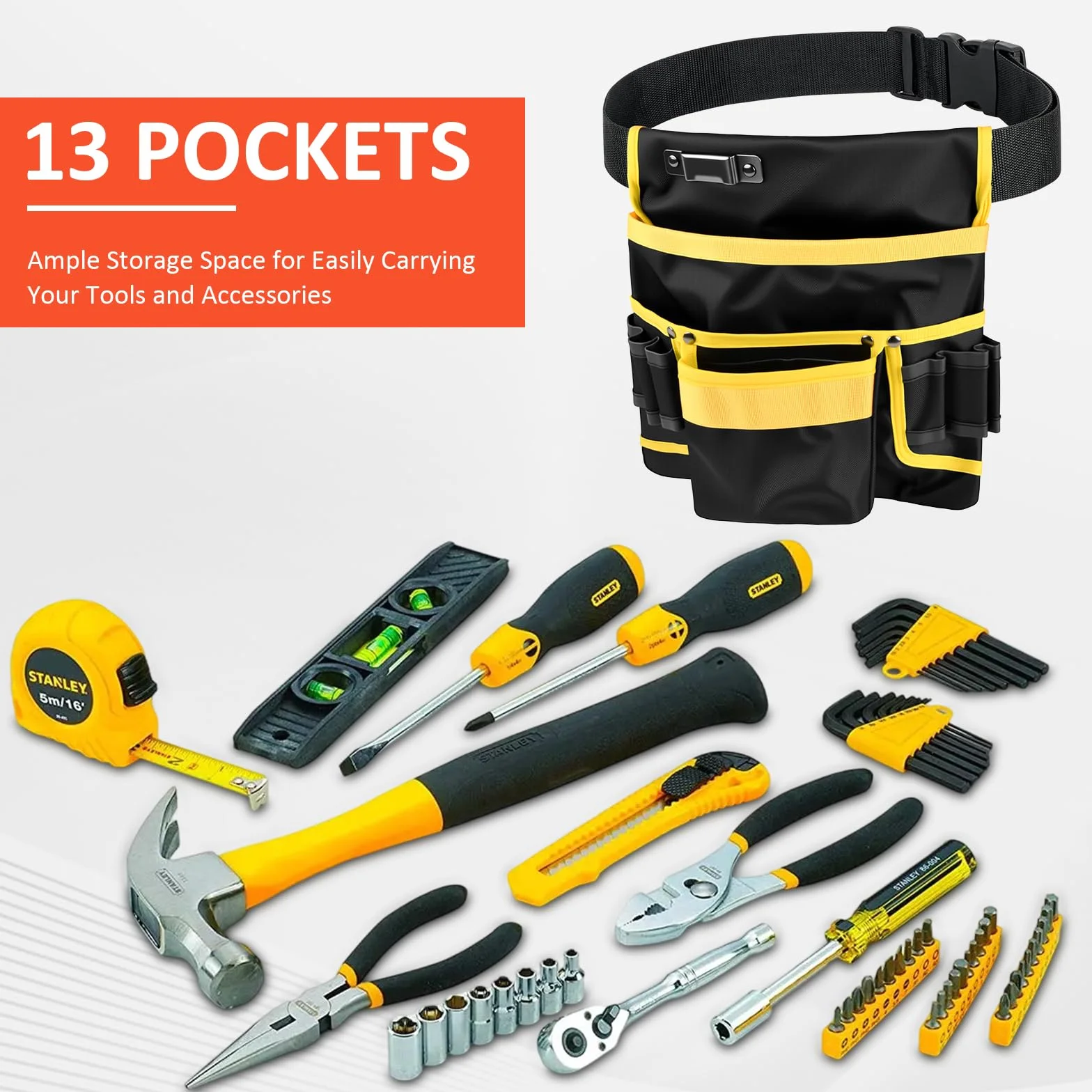 Cintura Porta Attrezzi Magnetiche Cintura Attrezzi con 13 Tasche Regolabili Staccabili Cintura Elettricista con Bracciale Magnetico Cintura Attrezzi Lavoro per Elettricista Falegname Edilizia