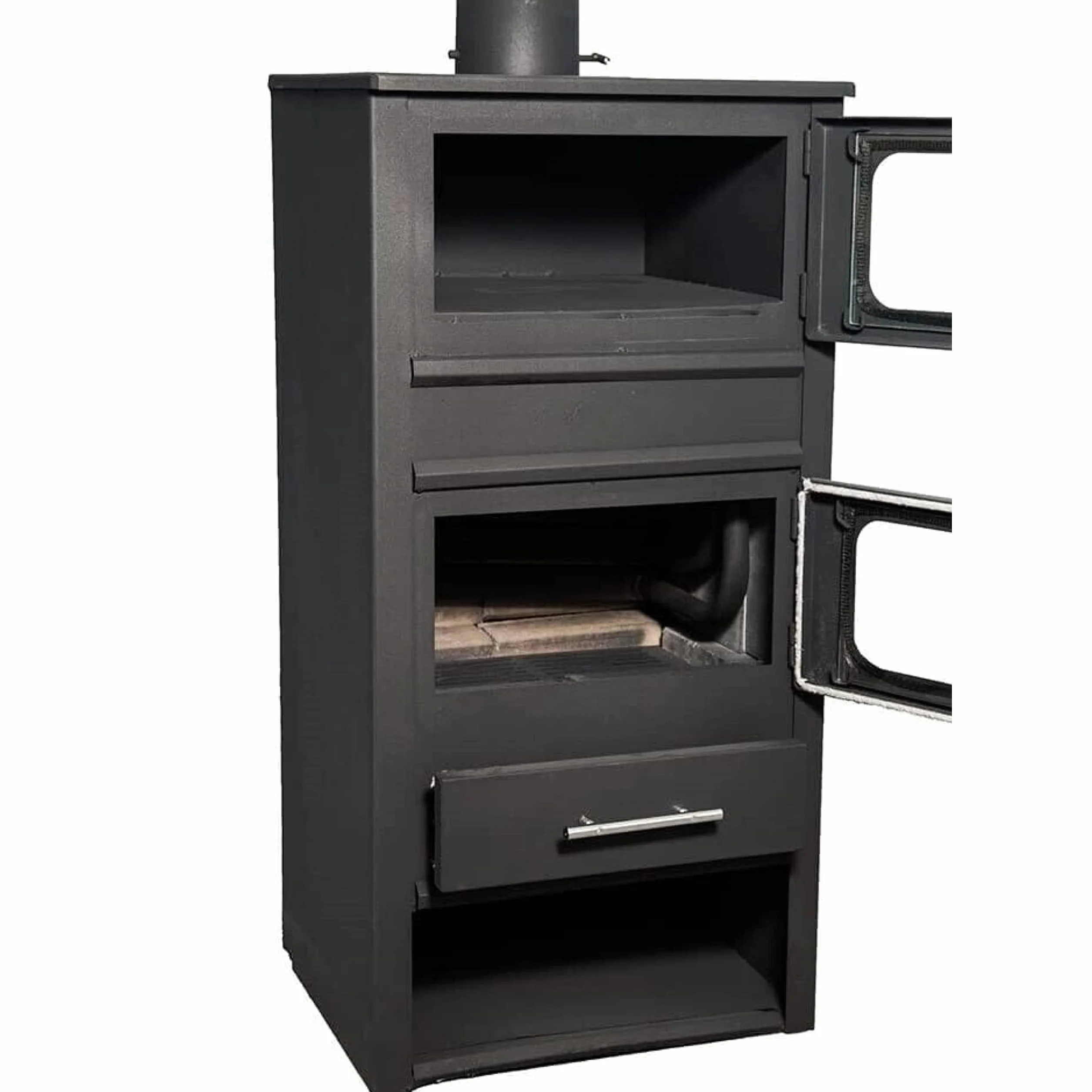 Stufa a Legna Idro Termostufa con Forno in Acciaio 10,9 kW Firenze Idro con Termometro con Vetro Ceramico Ampia vista fuoco Caldaia Termosifoni