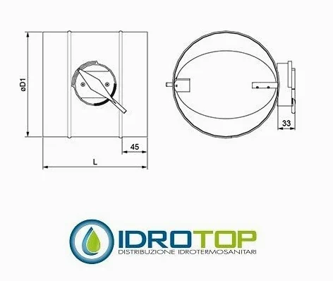 Serranda di Chiusura diam.160 mm Regola l'aria nella condotto o nella tubazione Flessibile