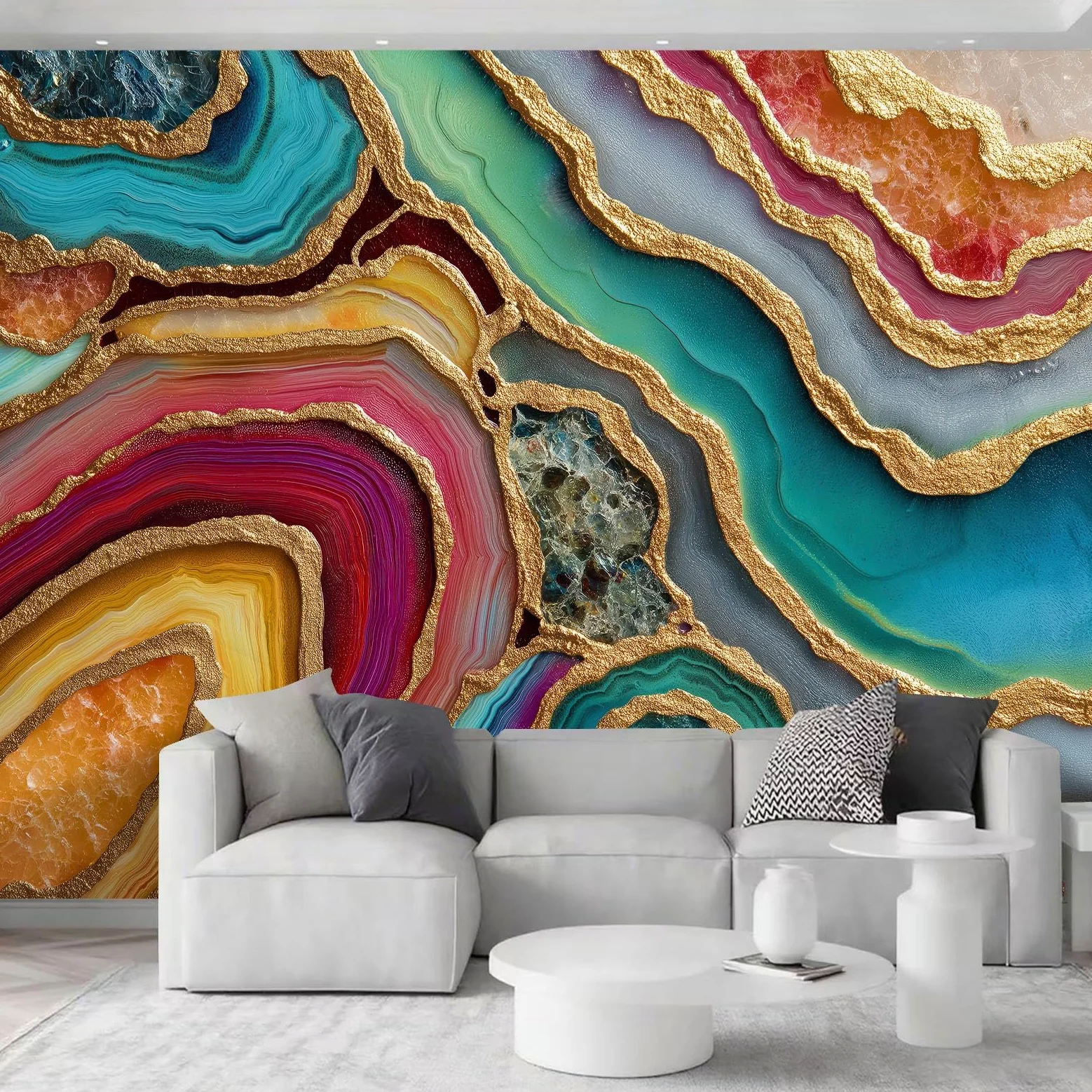 Carta da parati fotografica astratta con texture marmorizzata e agata 500 x 280 cm, colore premium, carta da parati murale in tessuto non tessuto, decorazione artistica da parete 3D per soggiorno