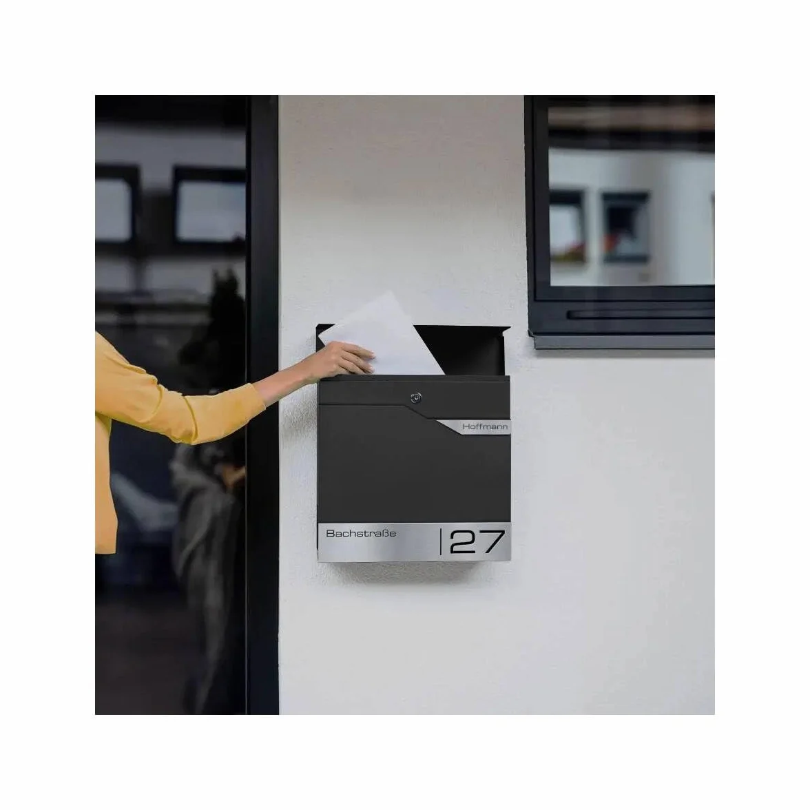 Albrecht Metzler Cassetta postale doppia Nero RAL 9005 acciaio inox anticorrosione