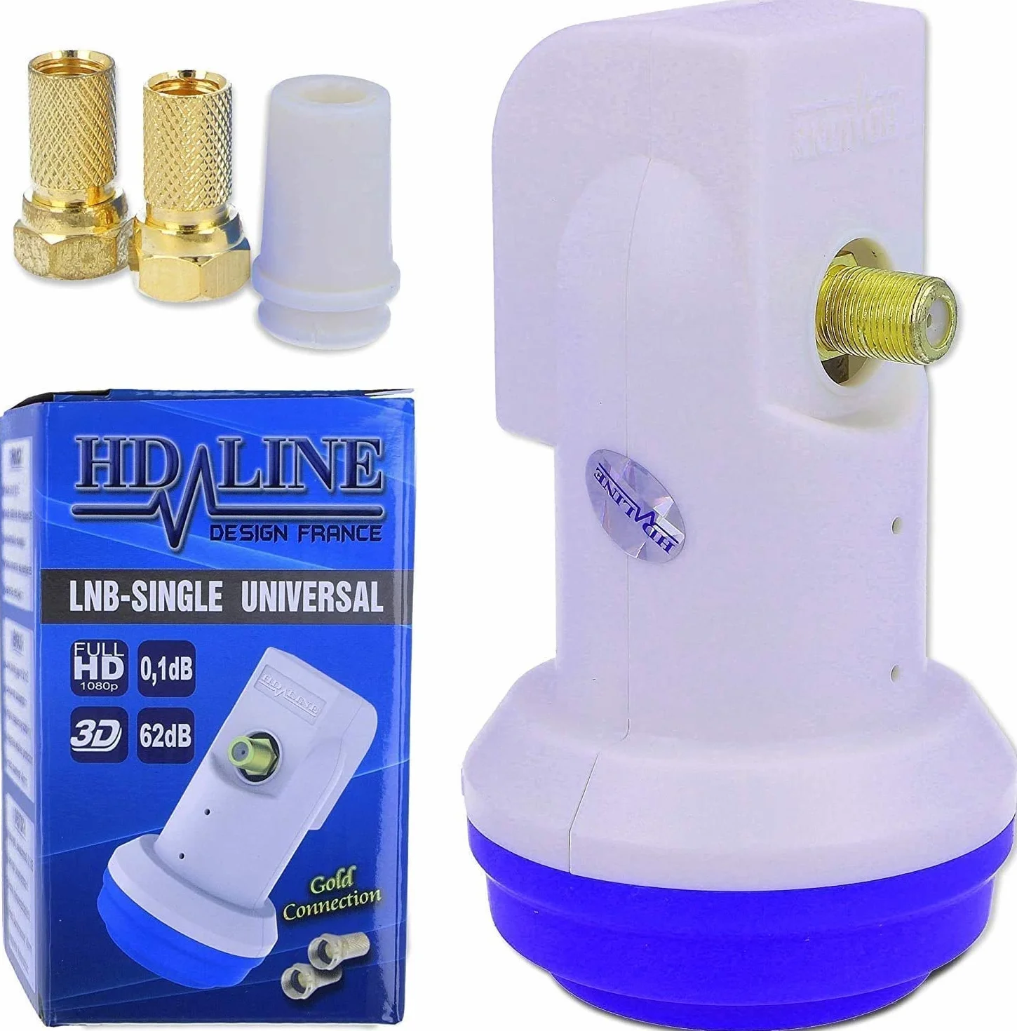 HD-LINE 1 Teilnehmer Set - Qualitäts-Alu-Sat-Anlage - Select 60/65cm Spiegel/Schüssel Anthrazit HD-LINE Single LNB - Satelliten-Komplettanlage - für 1 Receiver/TV [Neuste Technik - DVB-S/S2, Full HD, 4K/UHD, 3D]