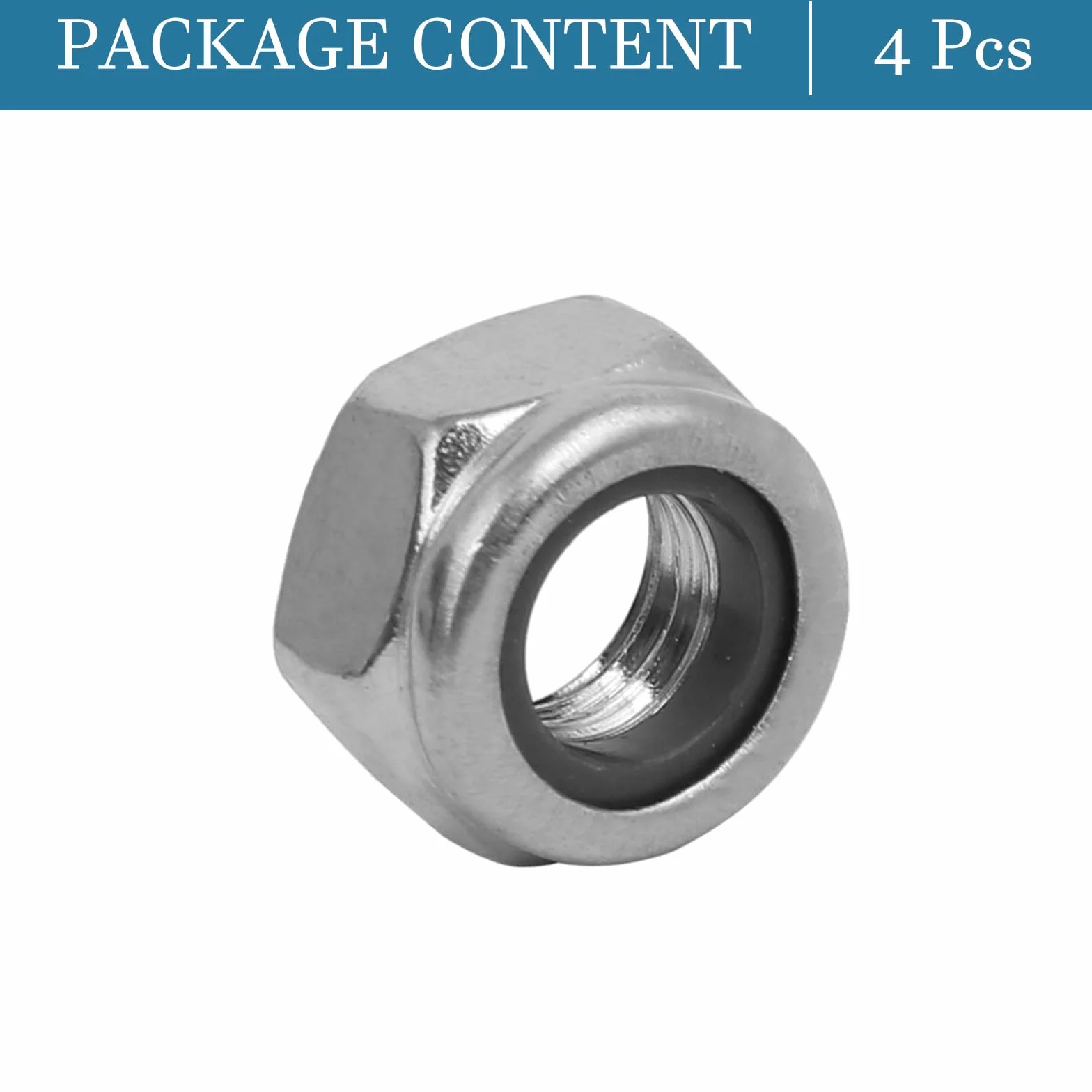 QUARKZMAN M8 x 1.25mm Hex Lock Nut 304 Stainless Steel Left Hand Thread, 4-Piece Set
