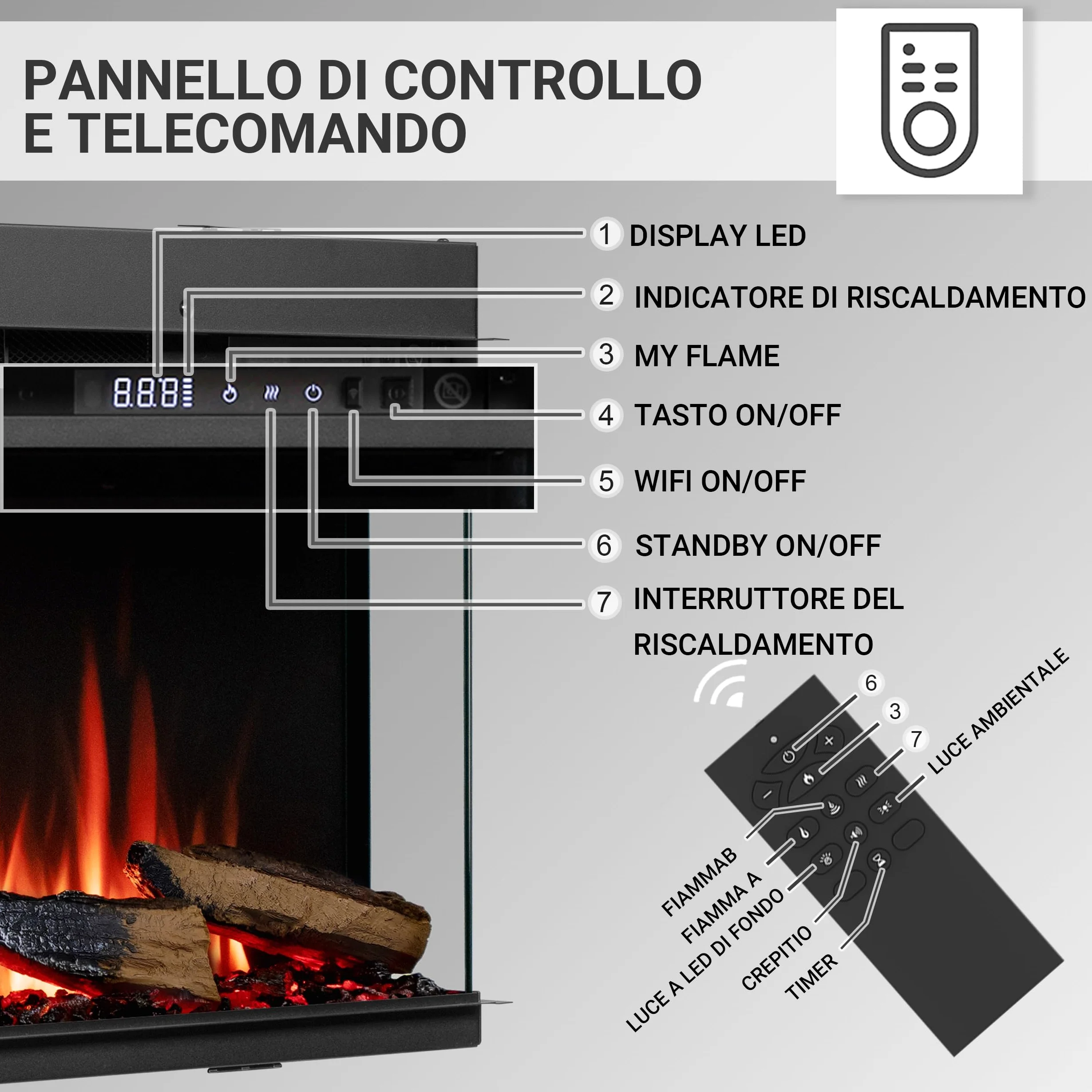 BALDERIA Athena 60 - Camino elettrico da incasso e camino elettrico da parete