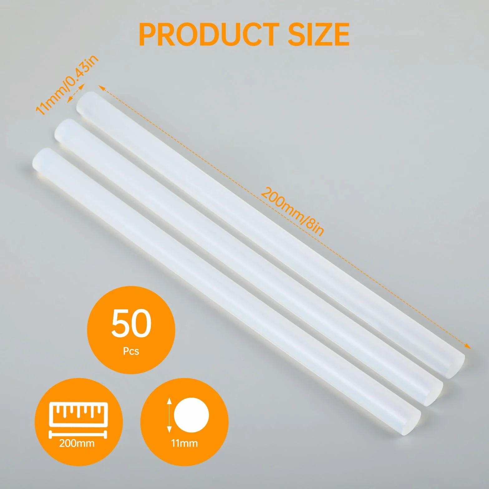 Bastoncini colla a caldo trasparenti 11x200mm 50 pezzi ricarica universale