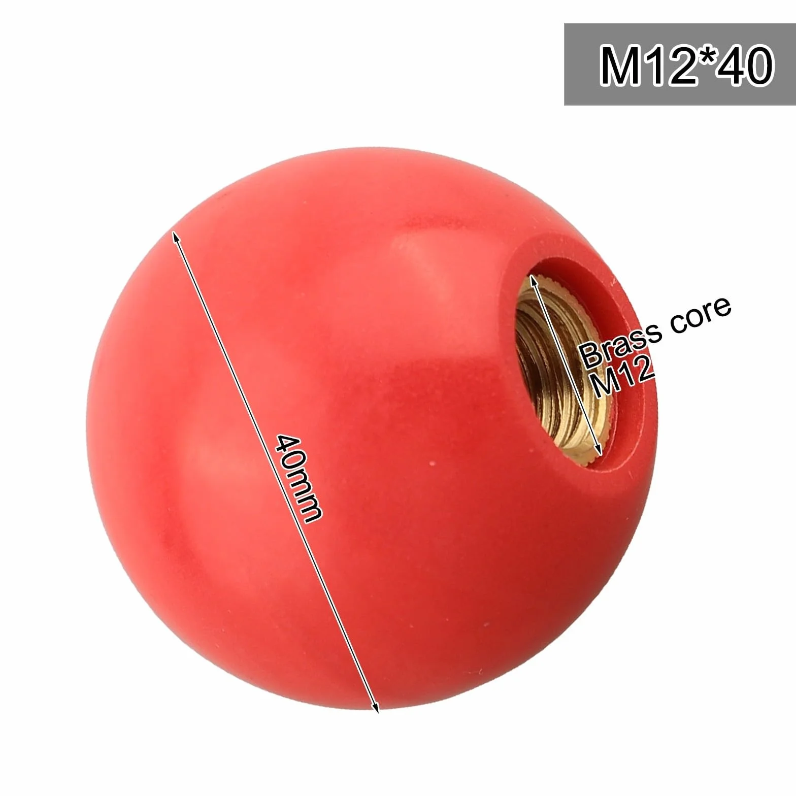 Impugnatura Dado a Sfera con Bachelite e Anima in Ottone M12-40Red per Macchina Utensile