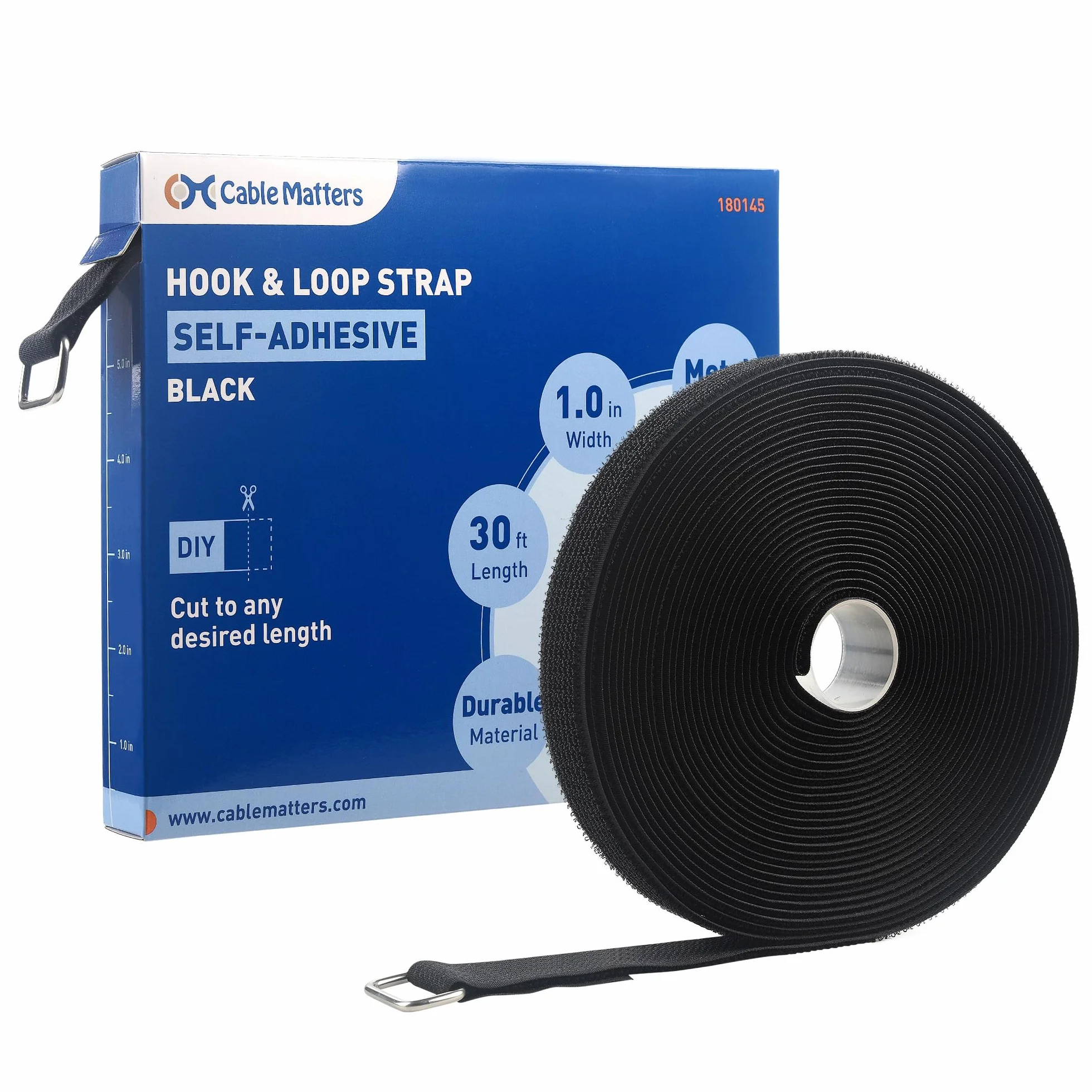 Cable Matters Cinghie a strappo con fibbia 9 m 45 fibbie metalliche regolabili per cavi 25 mm nero