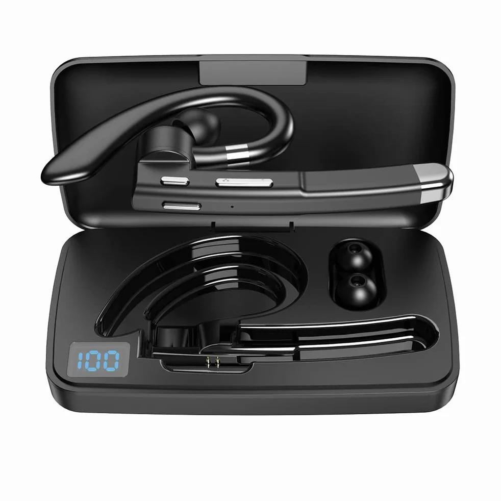 Auricolare Bluetooth Auricolare Vivavoce Girevole a Orecchio Singolo con Custodia di Ricarica per Display della Batteria per la Guida in Ufficio (520 seconda generazione)
