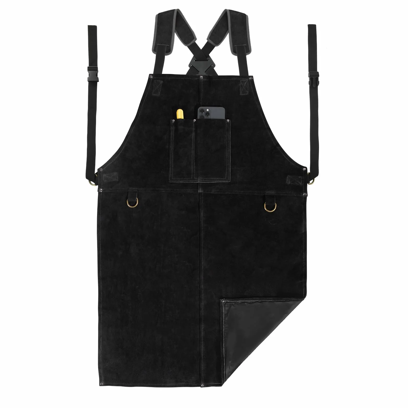 Saldatura grembiule da lavoro in pelle da uomo,Heavy Duty Shop grembiule, Grembiule Uomo da Lavoro di Cuoio Molto Resistente per Fabbro o Falegname
