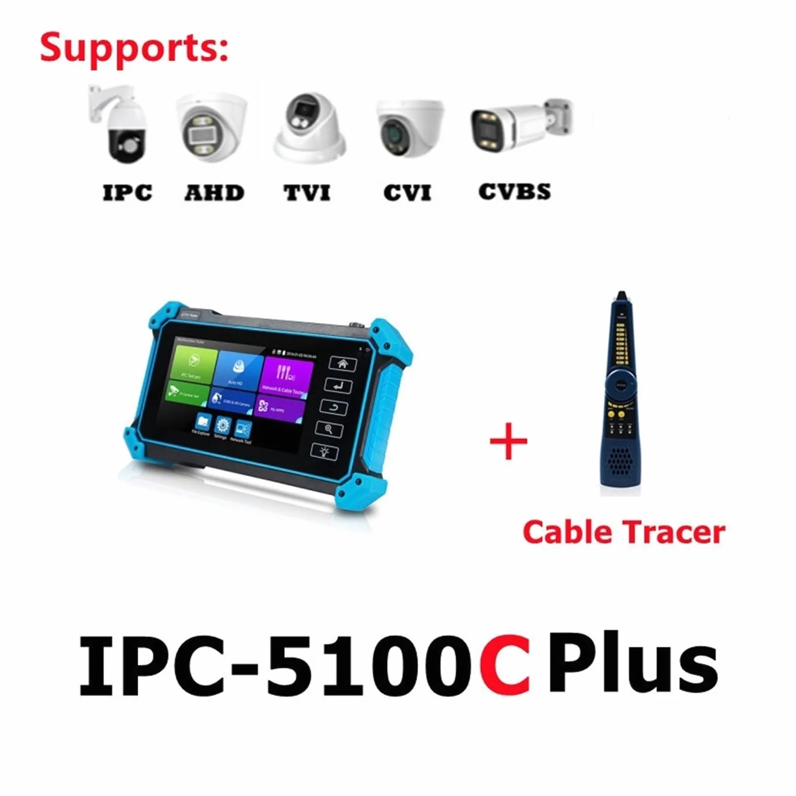 Tester CCTV Telecamera IP CCTV Tester AHD CVI TVI SDI 5 Pollici Touch 4K VGA Ingresso Sicurezza Poe IPC Tester Cftv Mini Monitor Portatile Tester rileva telecamere di rete(IPC-5100C Plus)