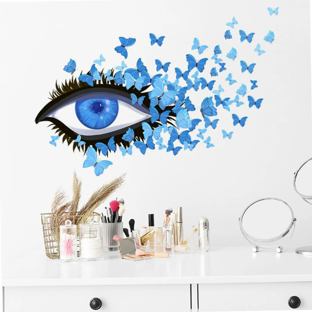 SHINEOFI 3 Set Adesivi Murali Adesivo Per Camera Autoadesivo Farfalla Decorazioni Arredamento Casa Adesivo Da Parete Per La Casa Decalcomania Della Parete Del Soggiorno Pvc Blu 2 Pezzi*3