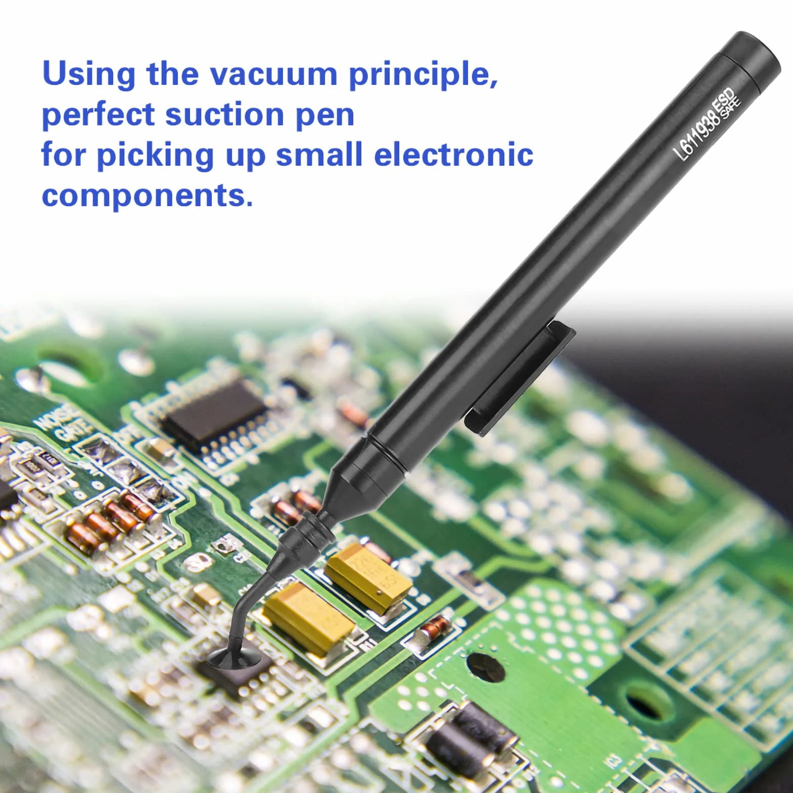 Strumento Prelievo per Succhiare, Penna Aspirazione a Vuoto, Kit Strumenti Prelievo per Saldatura Manuale a Ventosa con 2 Punte e 6 Ventose per Piccoli Componenti Elettronici di Precisione IC SMD SMT