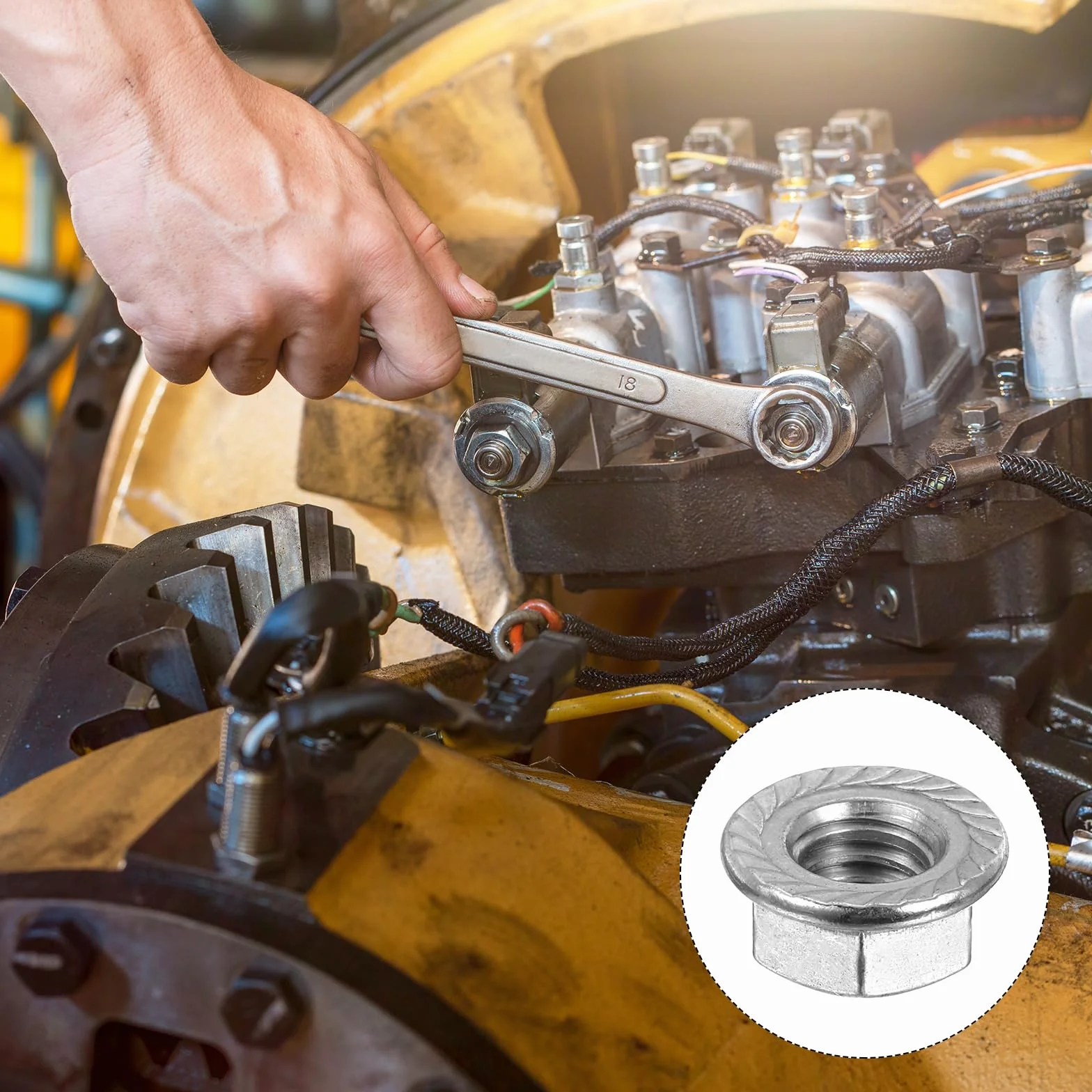 Dadi Autobloccanti Esagonali Flangiati Scanalati 3/8-16 20pz Acciaio Inossidabile 304 Filettatura Completa Argento