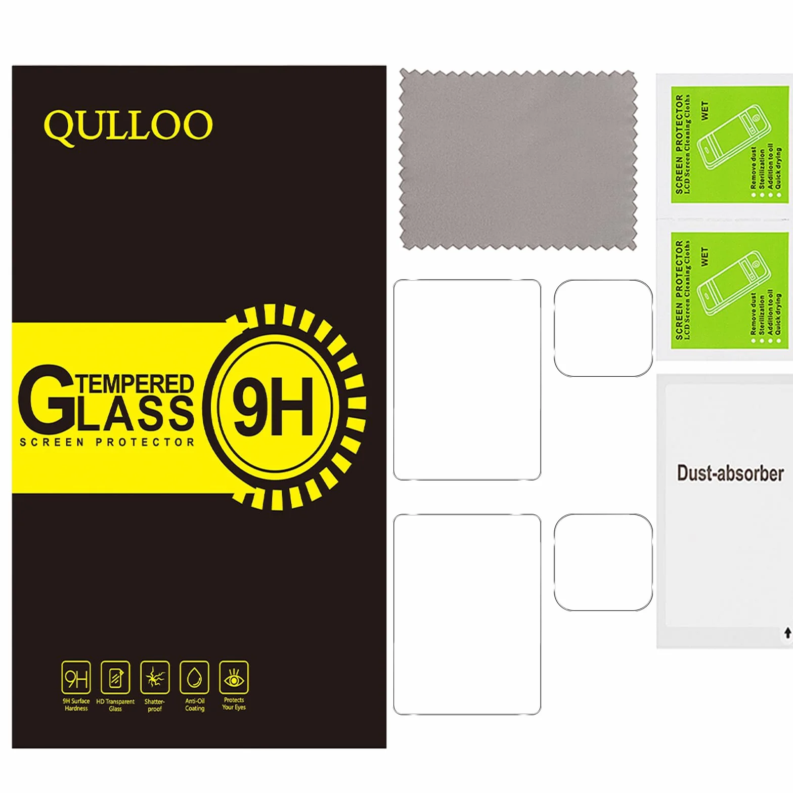 QULLOO Pellicola Protettiva per GoPro LIT Hero/GoPro Hero, 2 Pezzi Film Vetro Temperato Schermo+2 Pezzi Pellicole Protezione Fotocamera Posteriore, Durezza 9H, Anti-Scratch, HD Chiaro