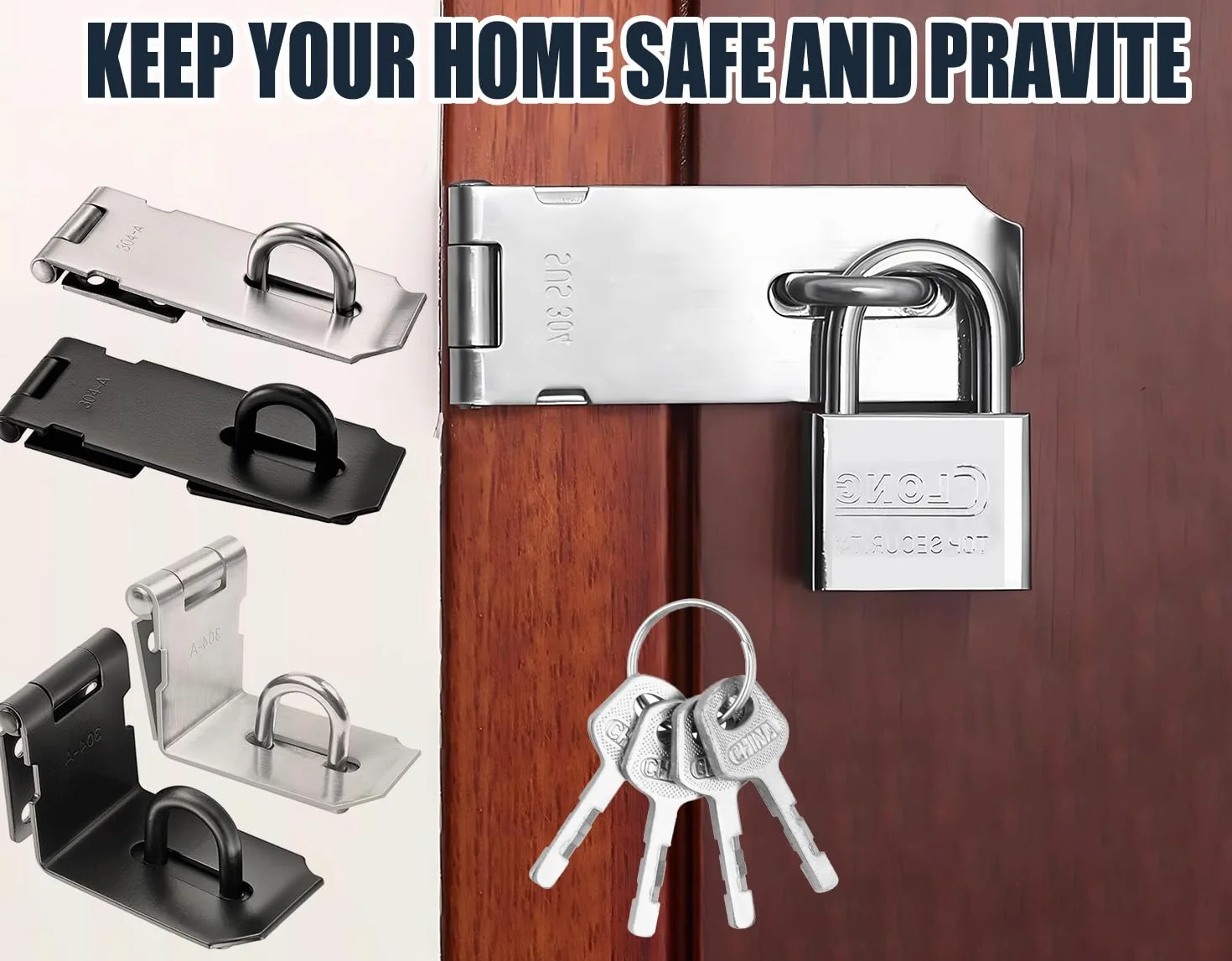 Packlock Hasp Serrature per porte in acciaio inox 7,6 cm chiusura di sicurezza extra spessa