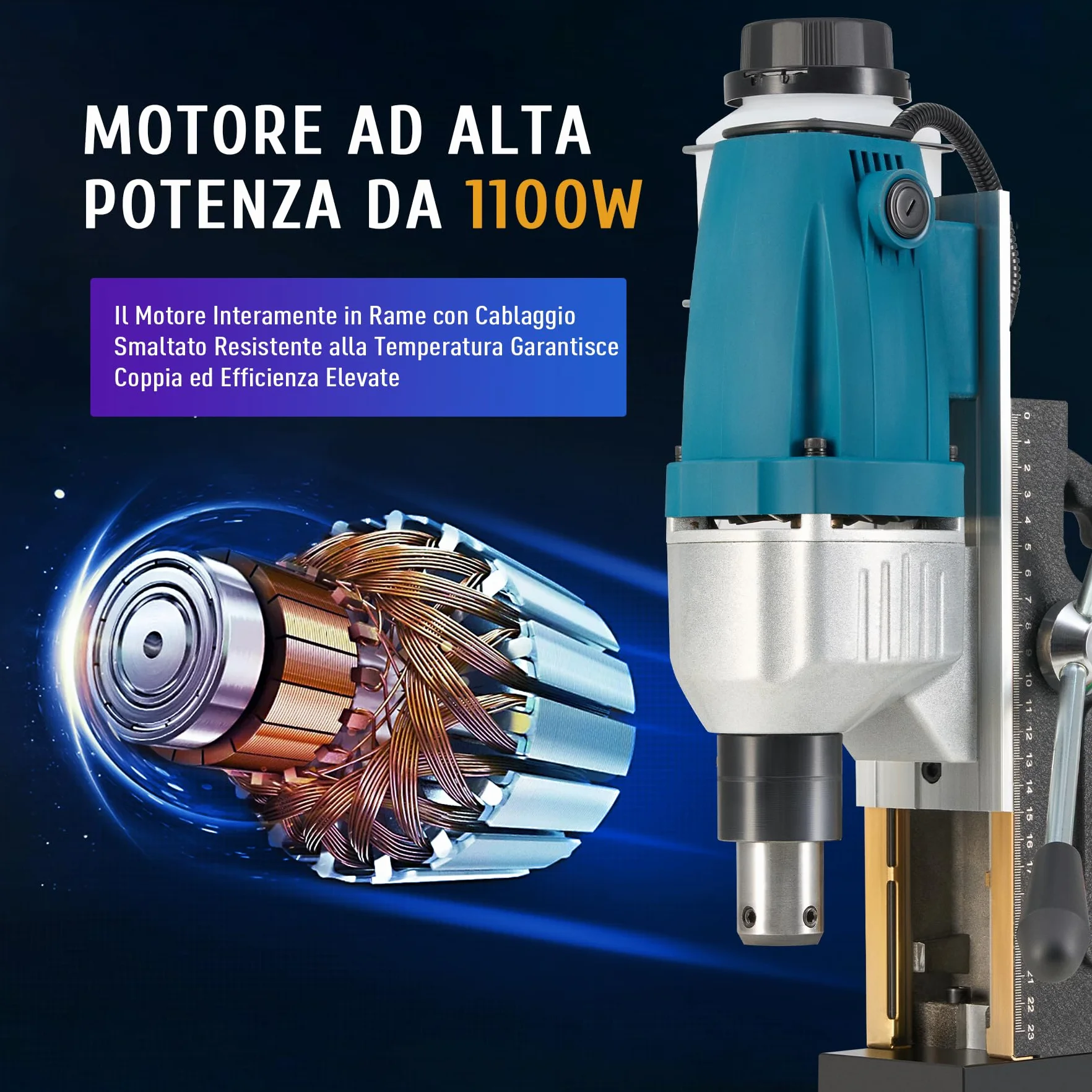 ZELCAN 1100W Trapano Magnetico Elettromagnetico Portatile 12000N Fino a 40 mm Profondità 50 mm