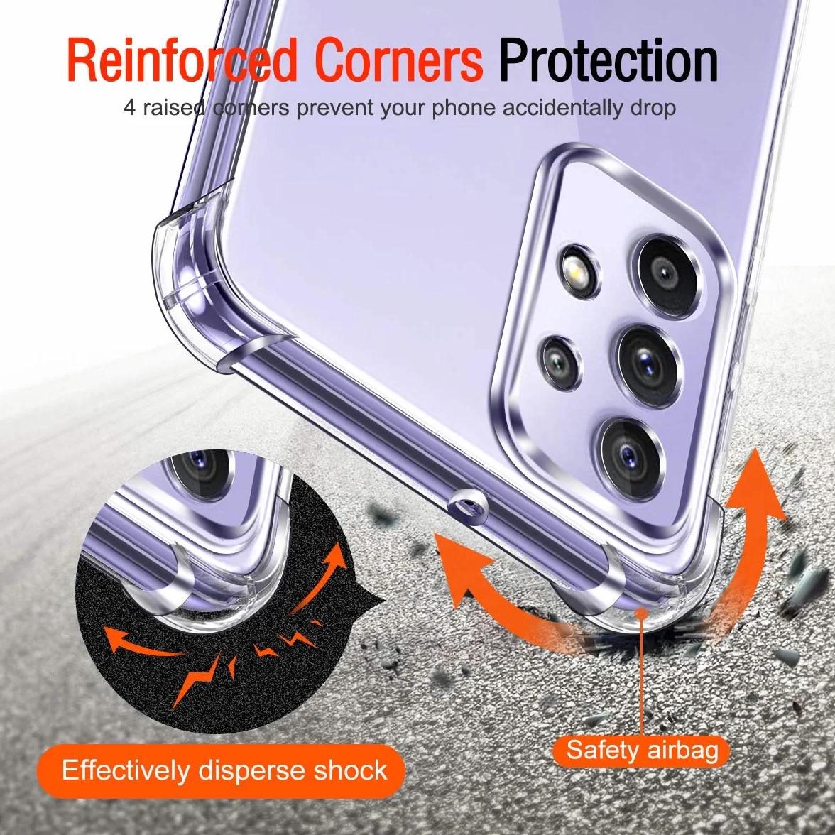iVoler Cover per Samsung Galaxy A52 4G / A52 5G / A52s 5G, Custodia Trasparente per Assorbimento Degli Urti con Paraurti in TPU Morbido, Sottile Morbida in Silicone TPU Protettiva Case