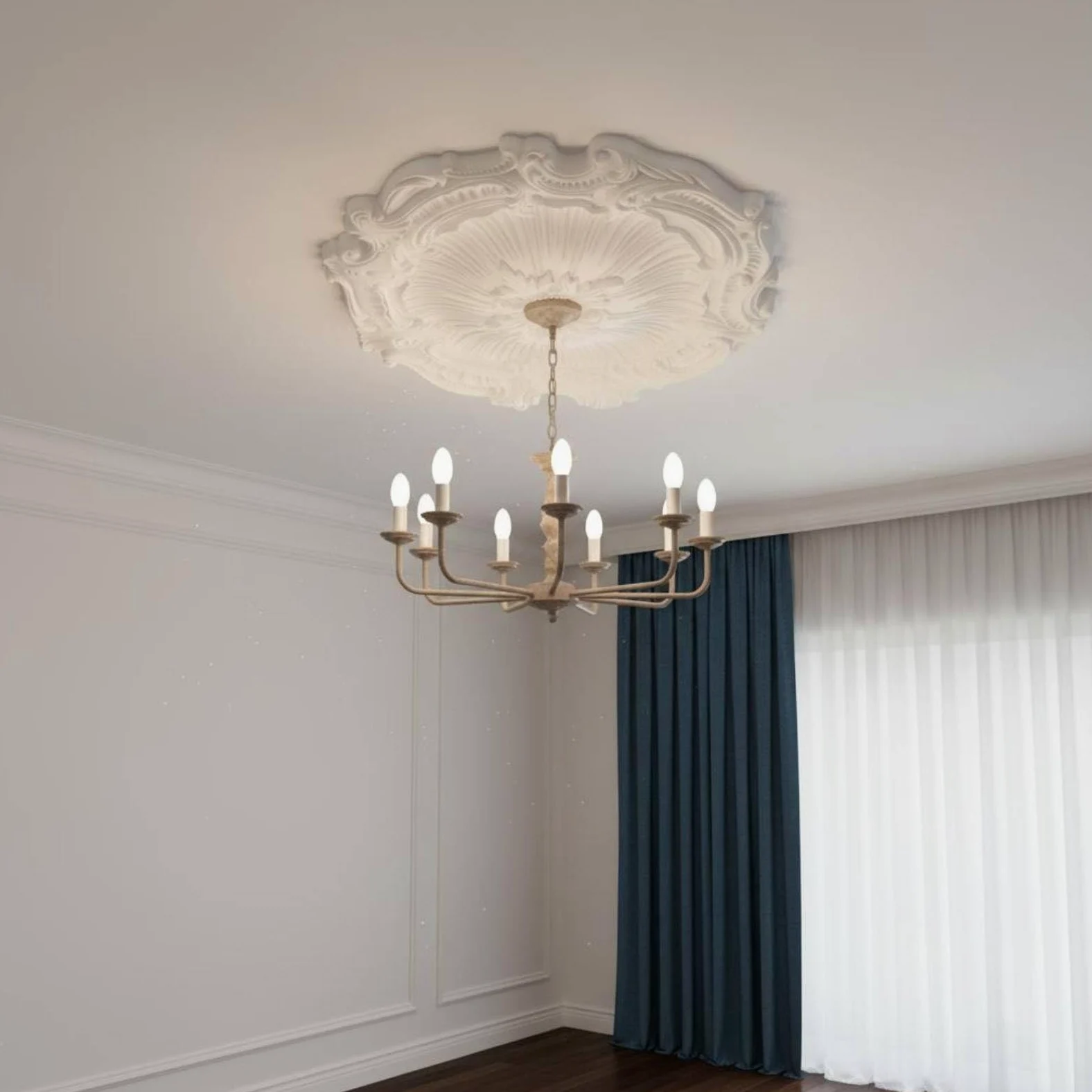 Rosone Floreale Rilievo Scolpito Rosone Plafoniera Ornato Medaglione Soffitto, 051 Carved 67CM