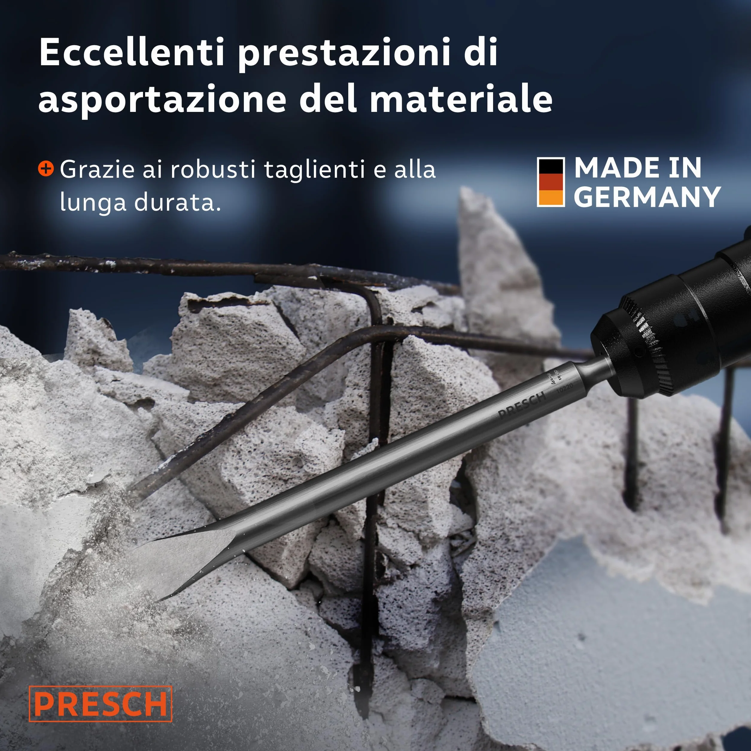 PRESCH SDS plus Scalpello piatto 20 mm 250 mm Acciaio per demolizione