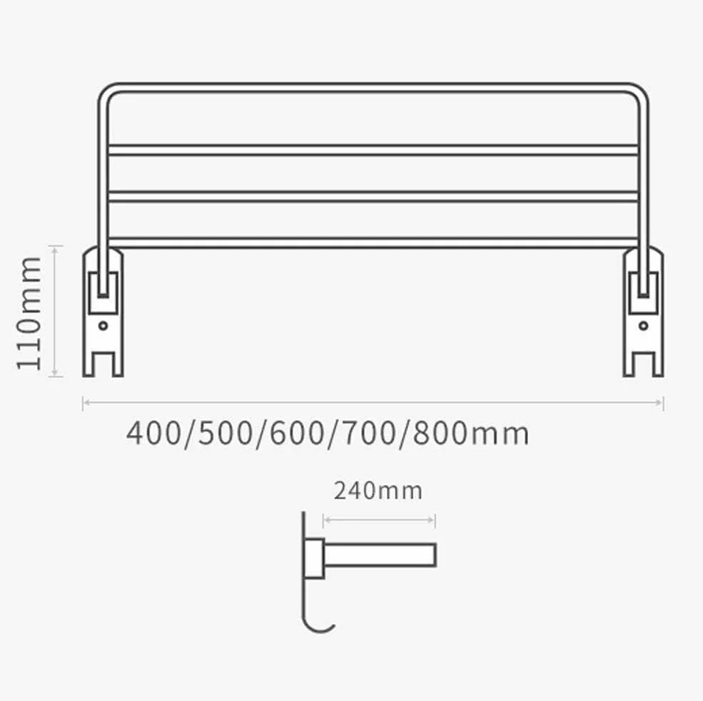 Portasciugamani in acciaio inox, da parete, pieghevole, con 3 barre e ganci, mensola salvaspazio da bagno, 80 cm, per un'organizzazione efficiente