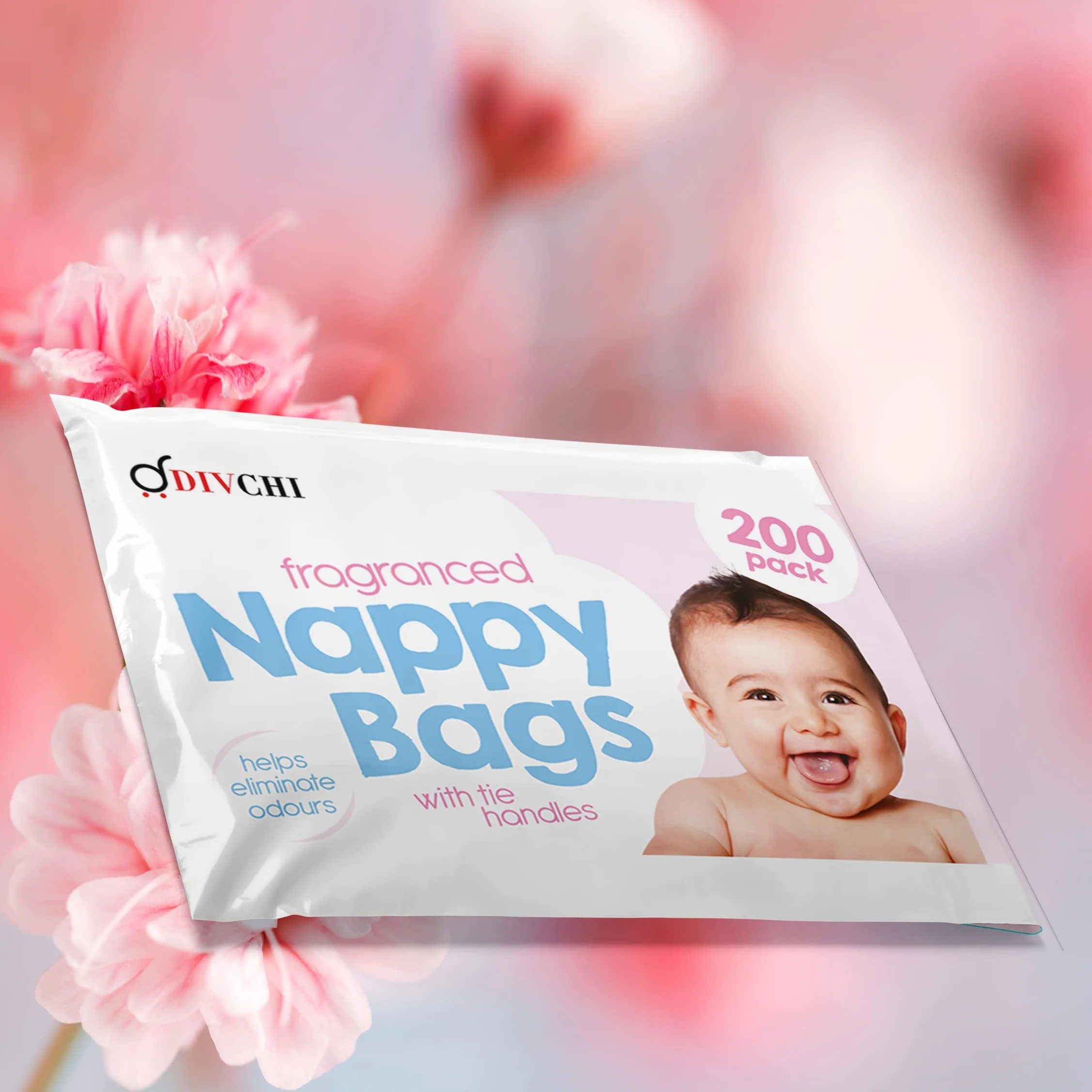 DIVCHI Baby Sacchetti per pannolini usa e getta dispenser antibatterici profumati 4 x 200 pezzi