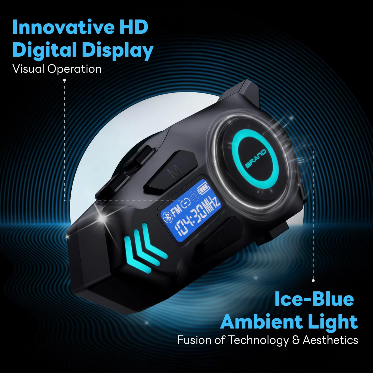 K09 Interfono Moto, Kit Vivavoce Moto Bluetooth 5.4, Sistema Comunicazione Duo Interfono Moto 500 m, Auricolare con Display Digitale/IPX8 Impermeabile/HIFI/FM (1 pz)