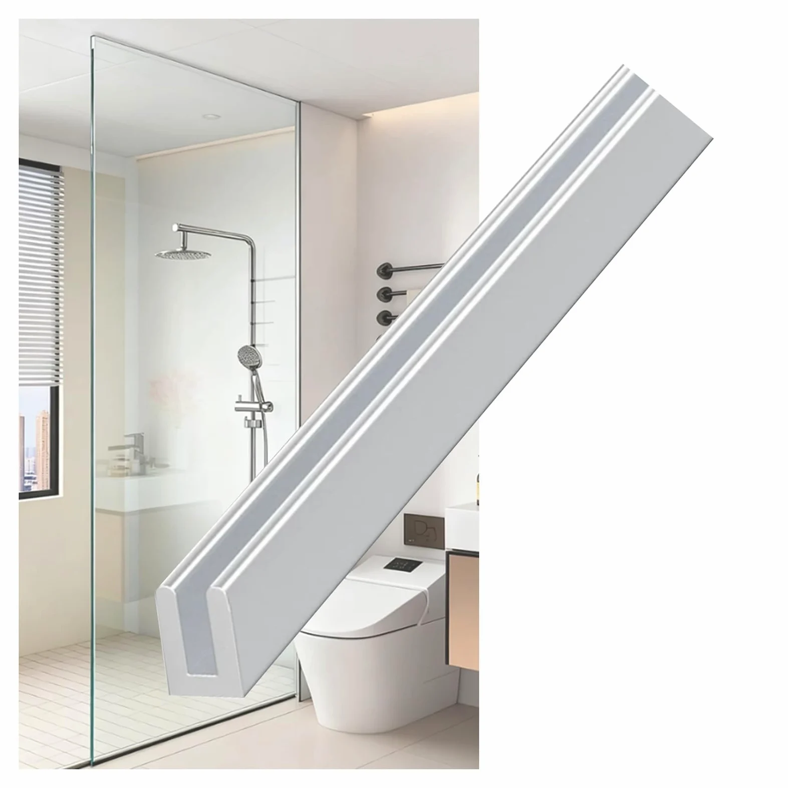 Canale A U In Vetro For Doccia, Guida For Bordi Della Cabina Doccia | Strisce for bordi di pannelli divisori for pannelli spessi 1/8, 3/16, 1/4, 5/16, 3/8, 1/2, 5/8, 3/4"(Silver,10x12mm)