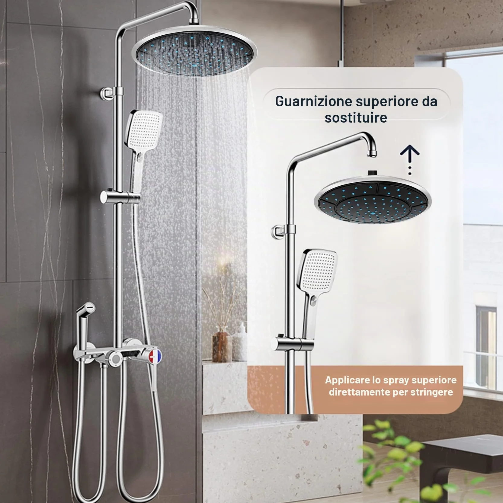 Plastica rotonda doccia alta tetto ugello 25 cm cabina accessori