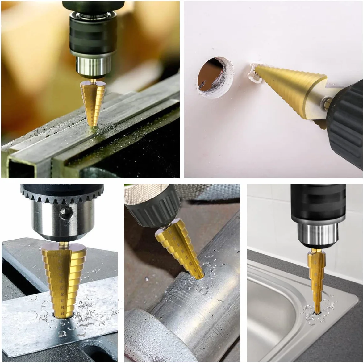 flintronic Punte Coniche Fresa Conica Trapano a Gradini HSS Titanium 4-12/4-20/4-32 Buco Cutter per Foro Metallo Acciaio Ottone Legno Plastica Ferro