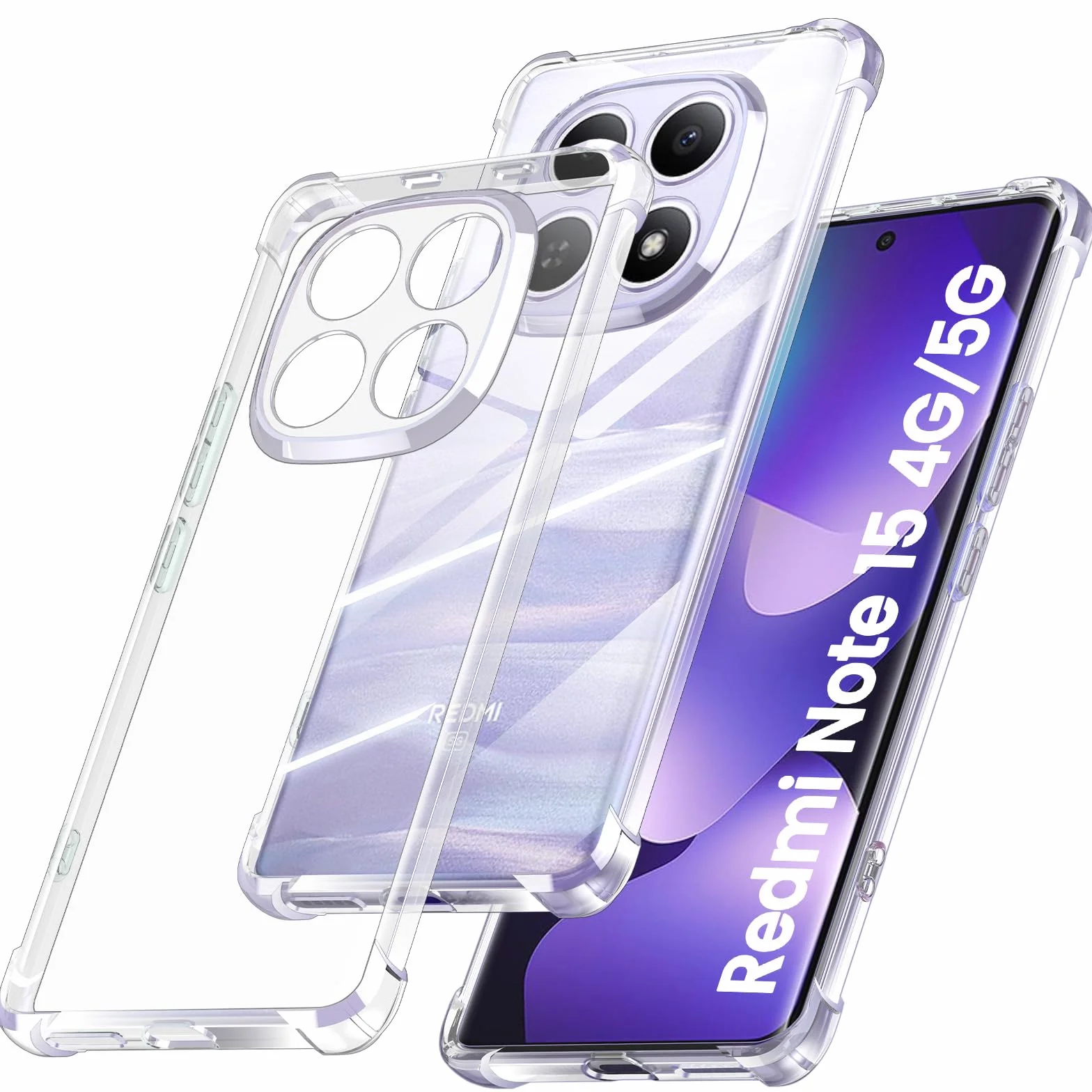 Yohii Cover per Xiaomi Redmi Note 15 4G / 5G / Poco M8 5G, [Protezione Fotocamera] Custodia Antiurto Chiaro, TPU Morbido Silicone Antigraffio Anti Ingiallimento Case, Trasparente