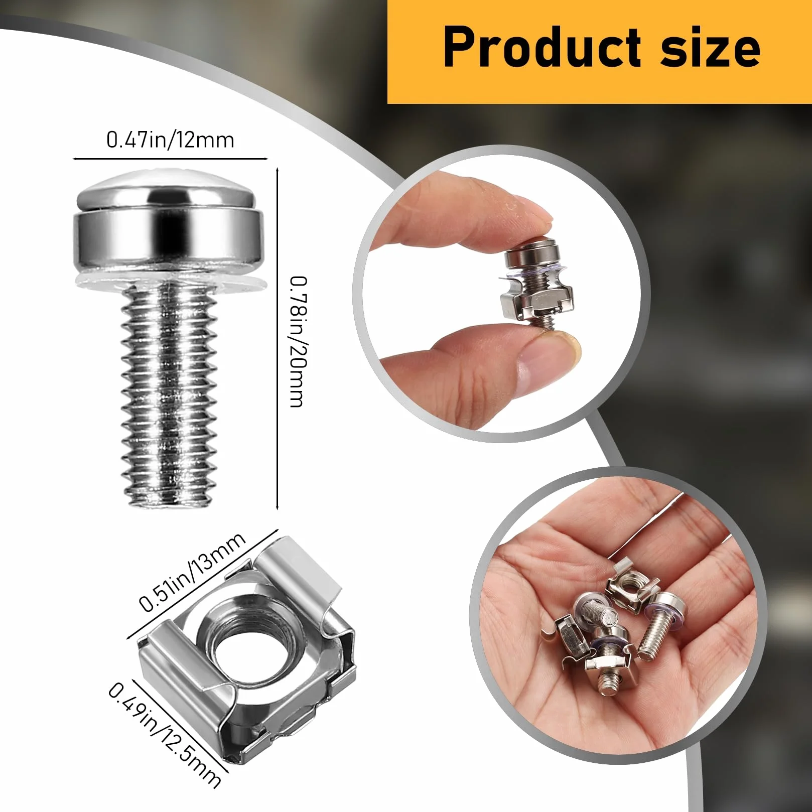 Viti e Dadi in Gabbia M6x20mm per Armadio Rack, 110 Pezzi (55 Set) Accessori per Montaggio